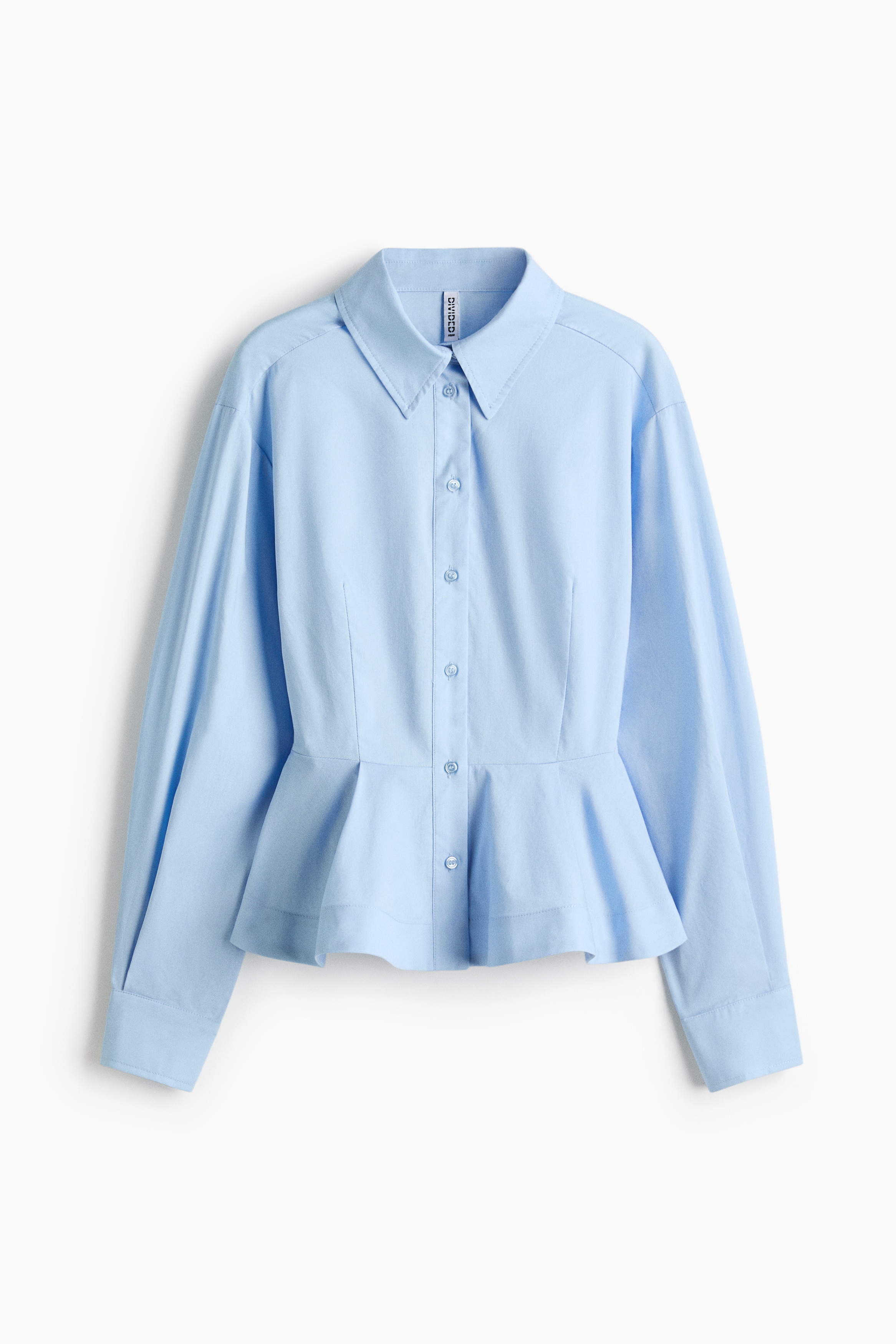 Camisa con peplum en popelina - Azul claro
