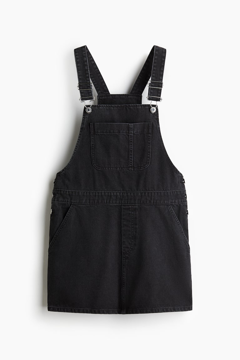 Denim dungaree dress Black Ladies H&M