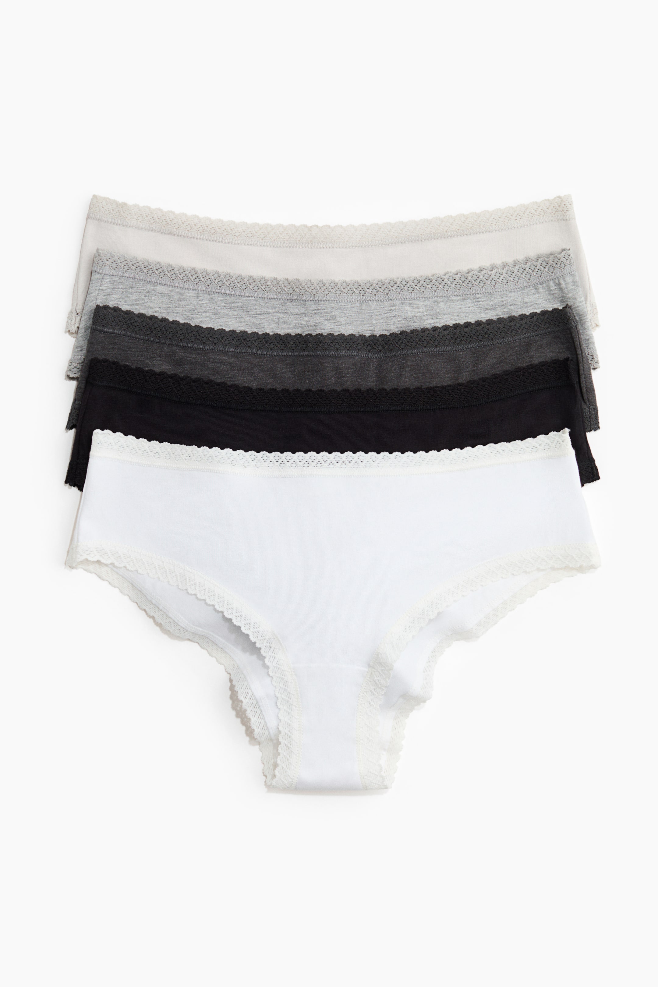 Größeres Bild ansehen: 5er-Pack Baumwollhipster - Schwarz/Graumeliert - Ladies | H&M DE 1