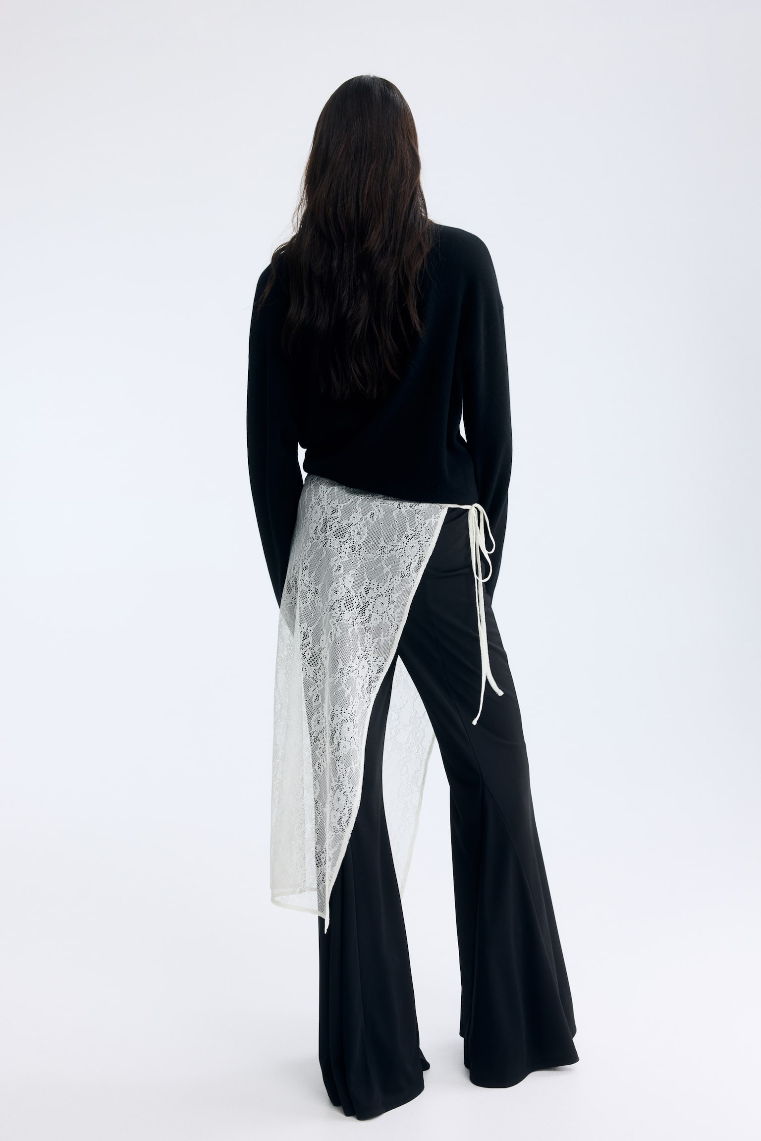 Slå om-nederdel i blonde - Lys beige - 5