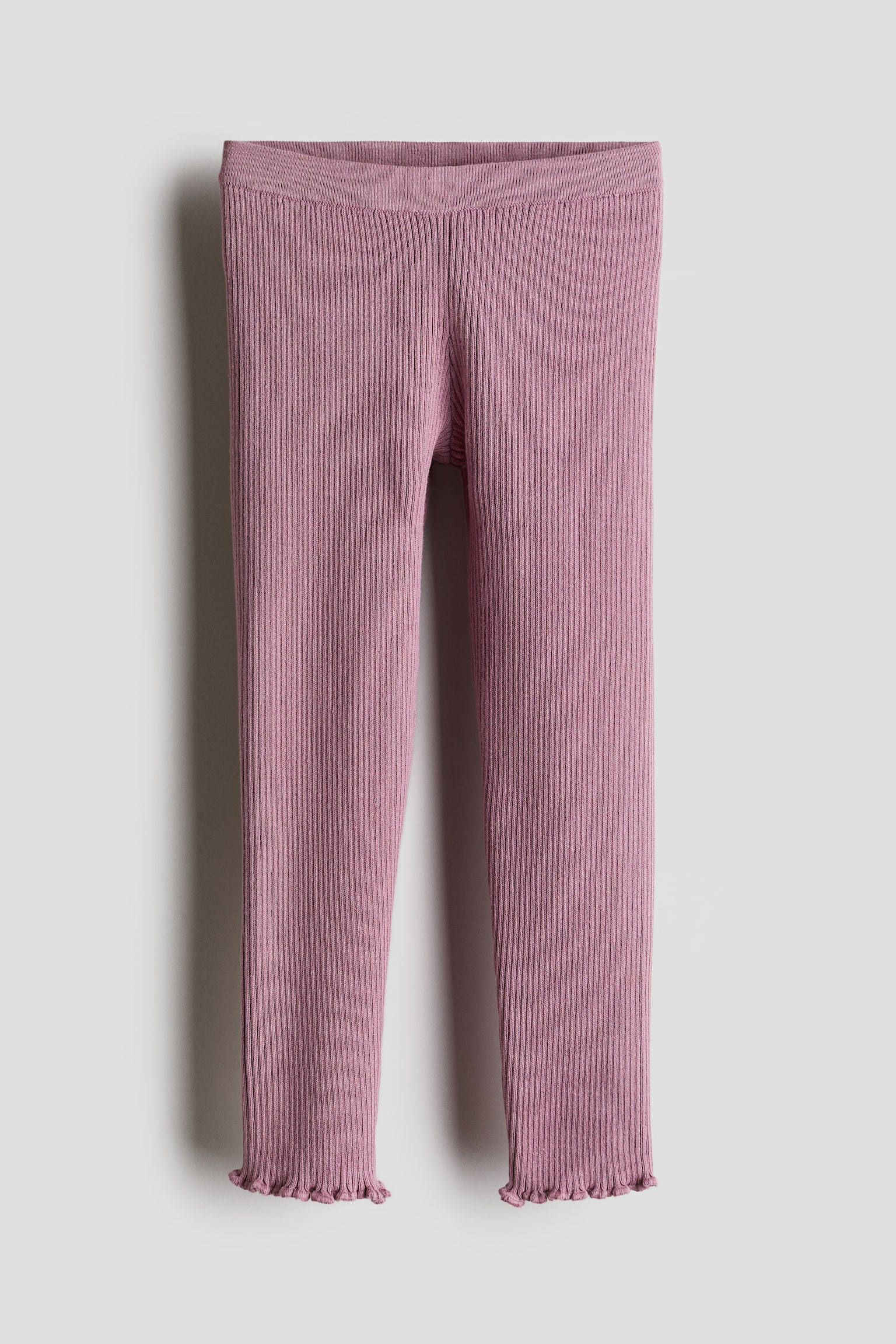 Rib-knit leggings - Dusty dark pink/Light beige - 1