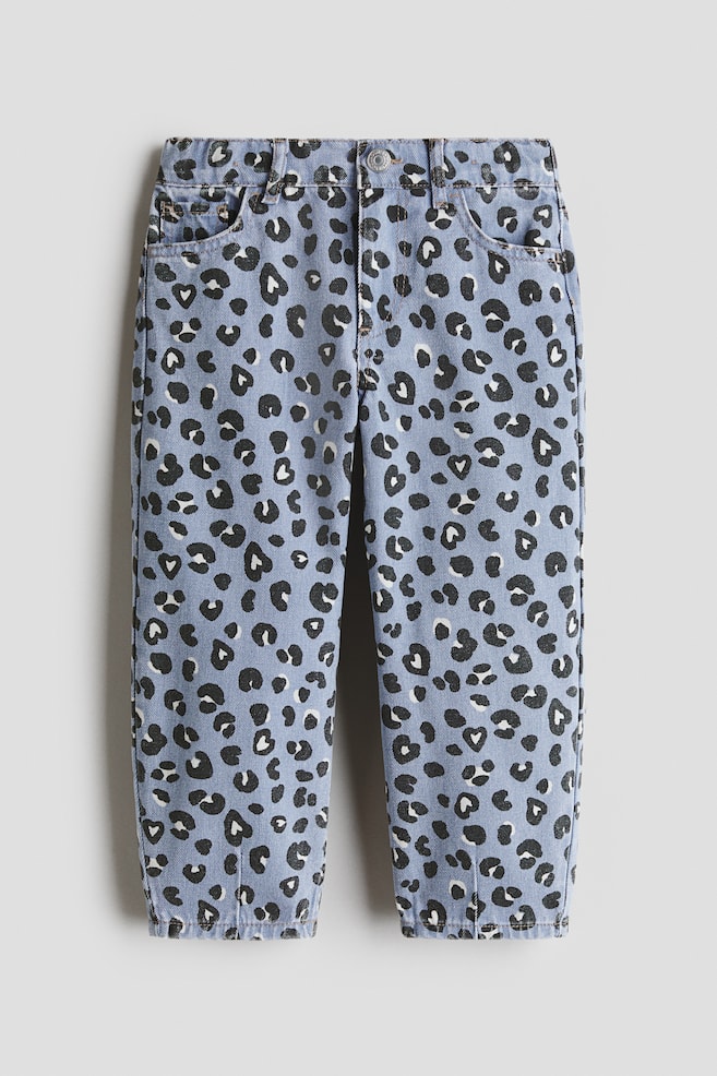 Barrel-Leg Cotton Pants - Dusty blue/leopard print/Beige/leopard print - 1