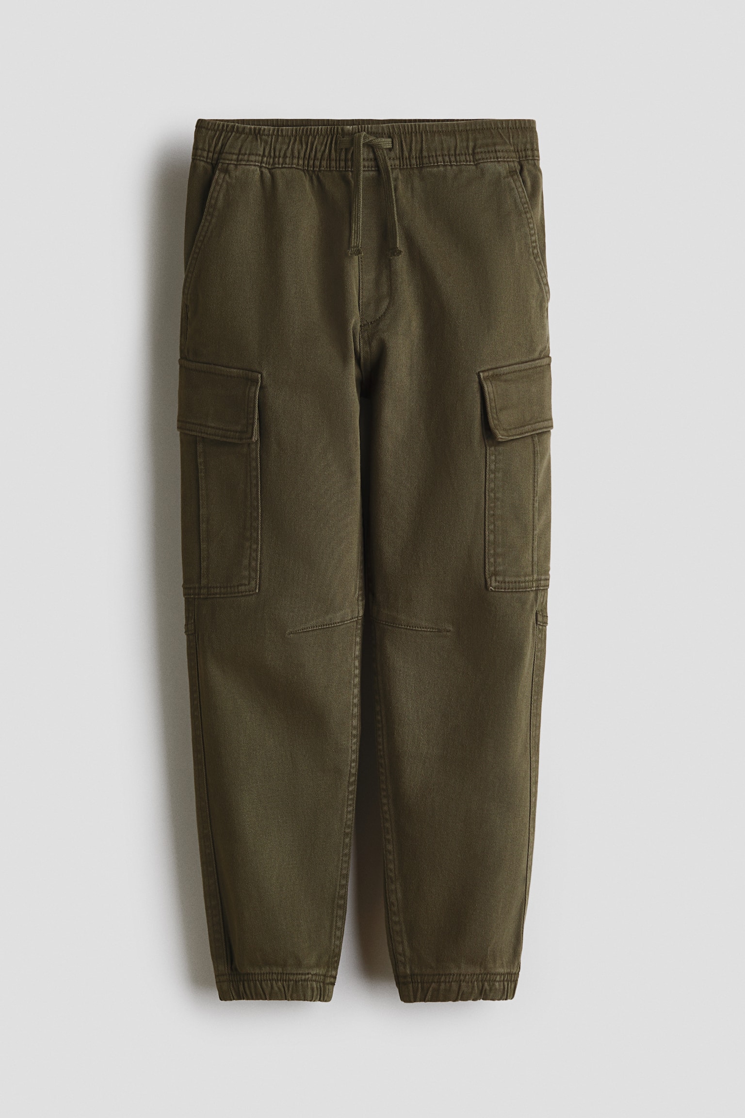Cotton Cargo Joggers - Dark khaki green/Black