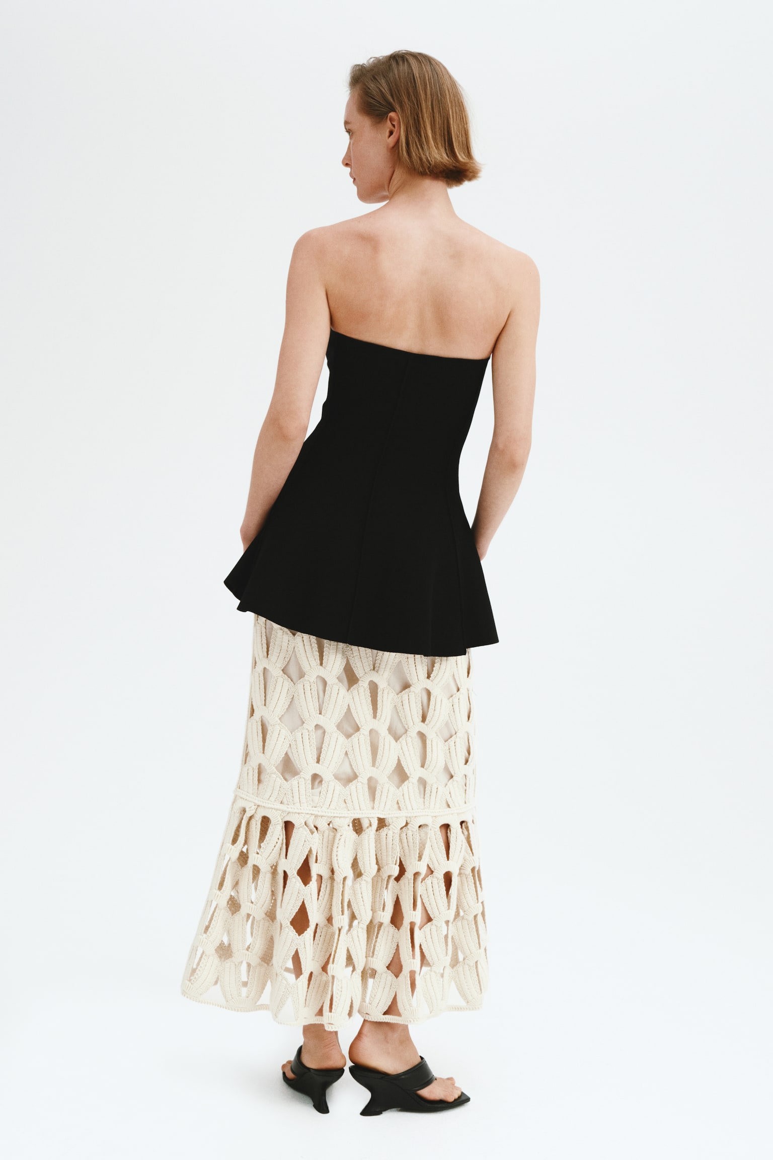 Crochet-look skirt - Cream - 3