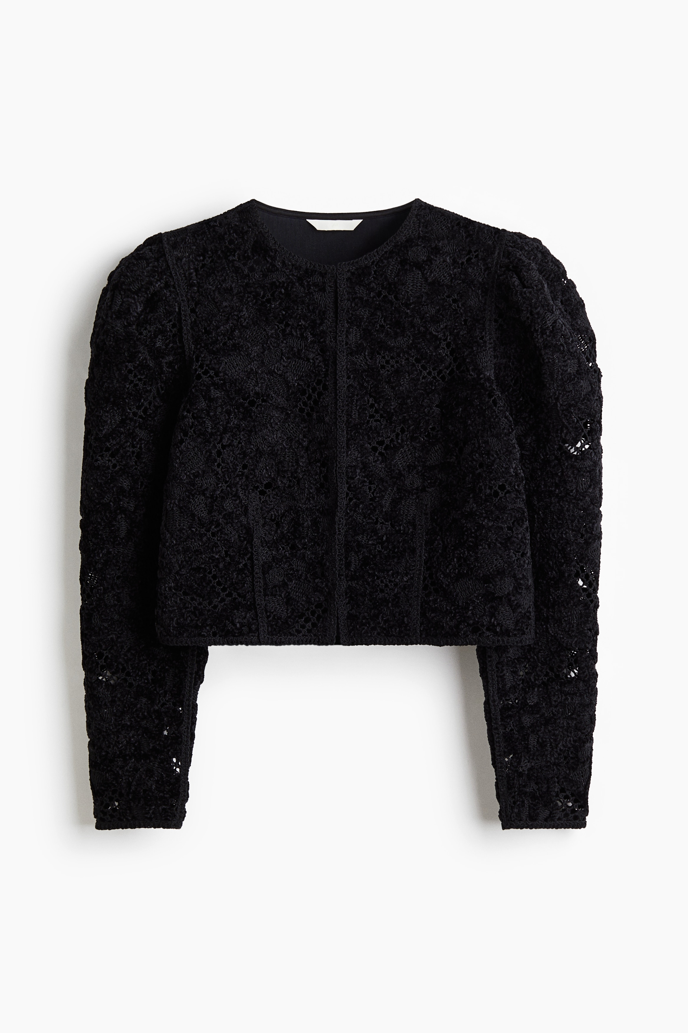 Horgolt hatású dzseki - Fekete