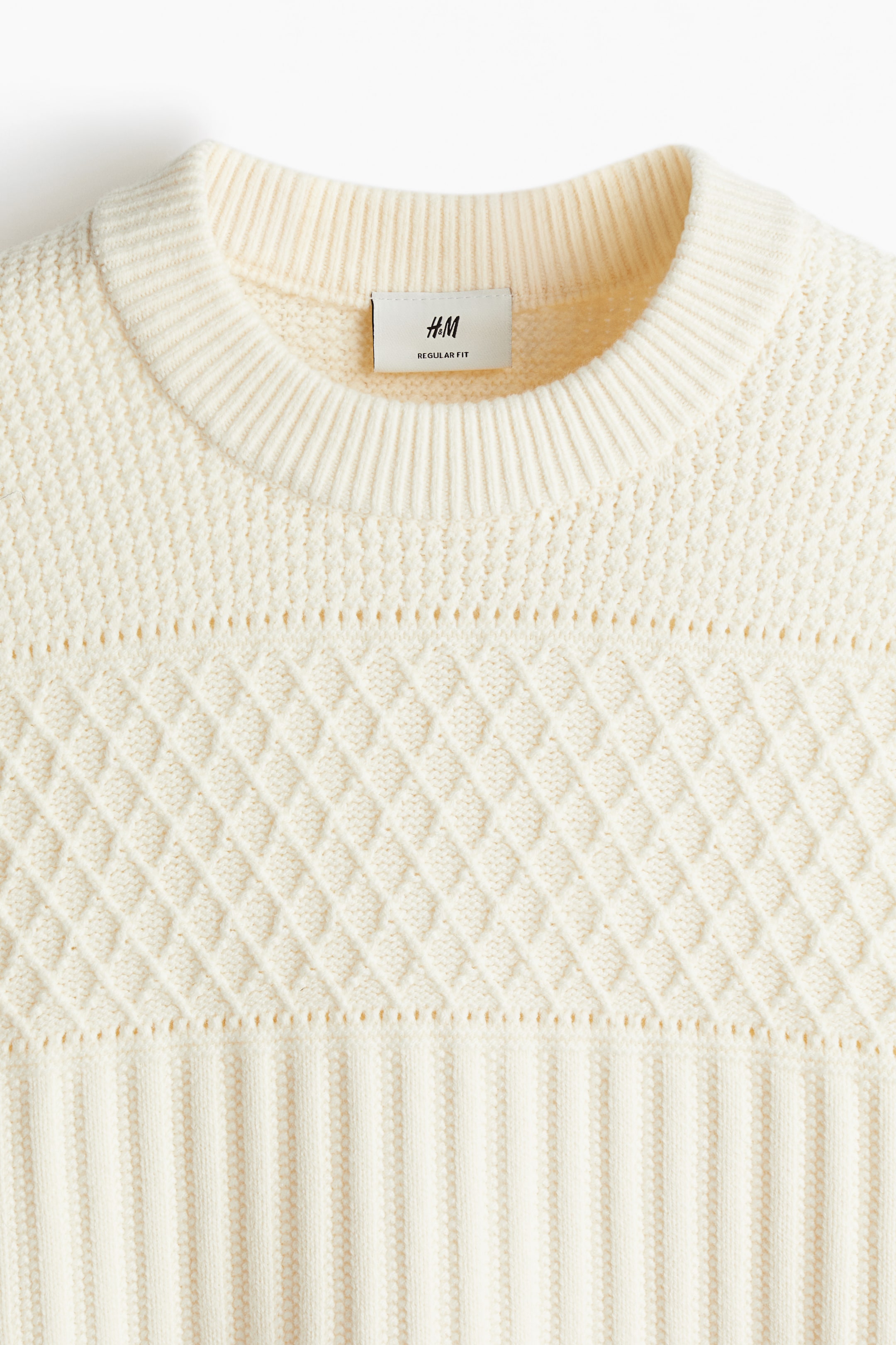 Regular Fit Textured-knit jumper - Cream - Men | H&M GB 8