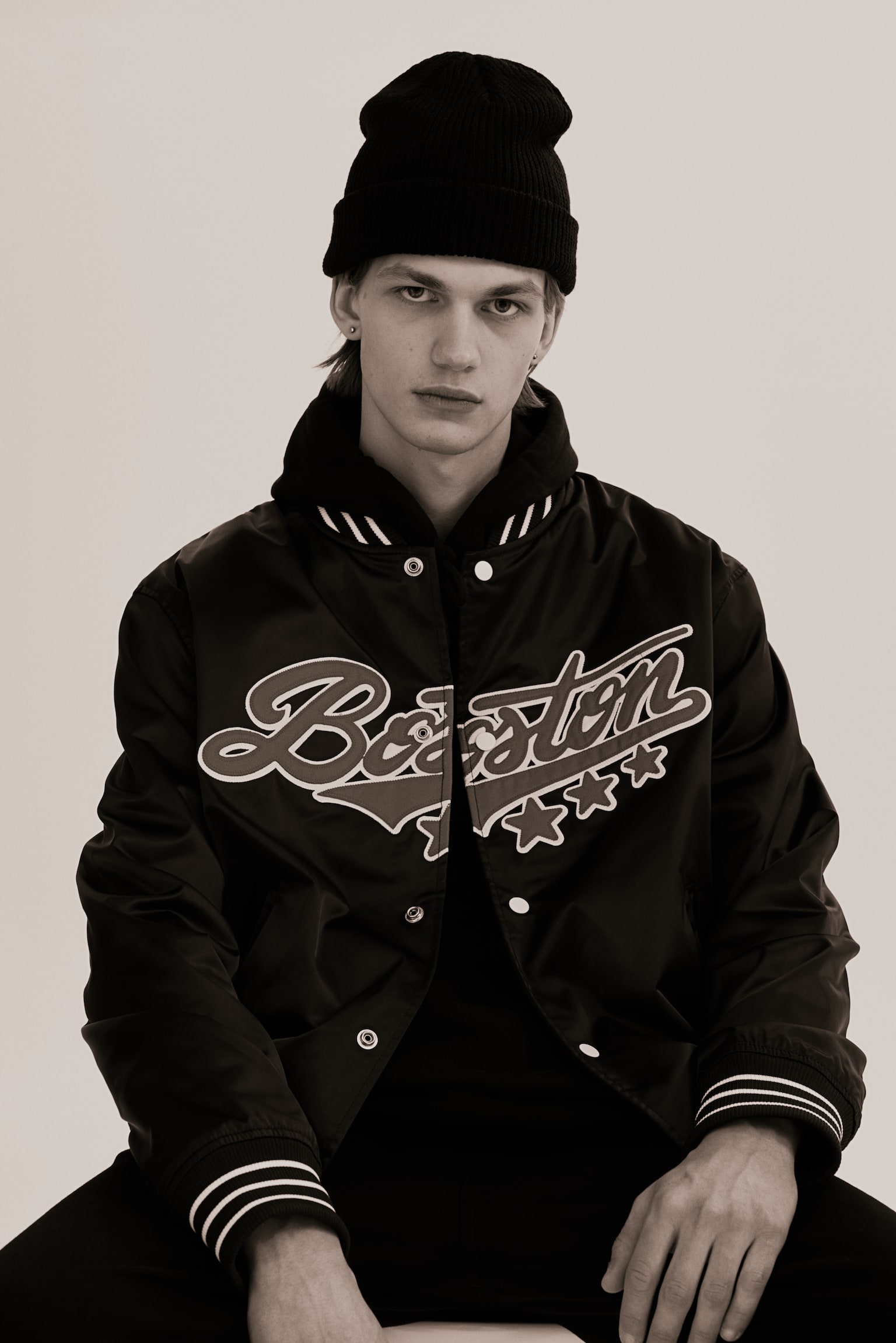 Satin Baseball Jacket - Dark blue/Boston/Black/Harlem - 1