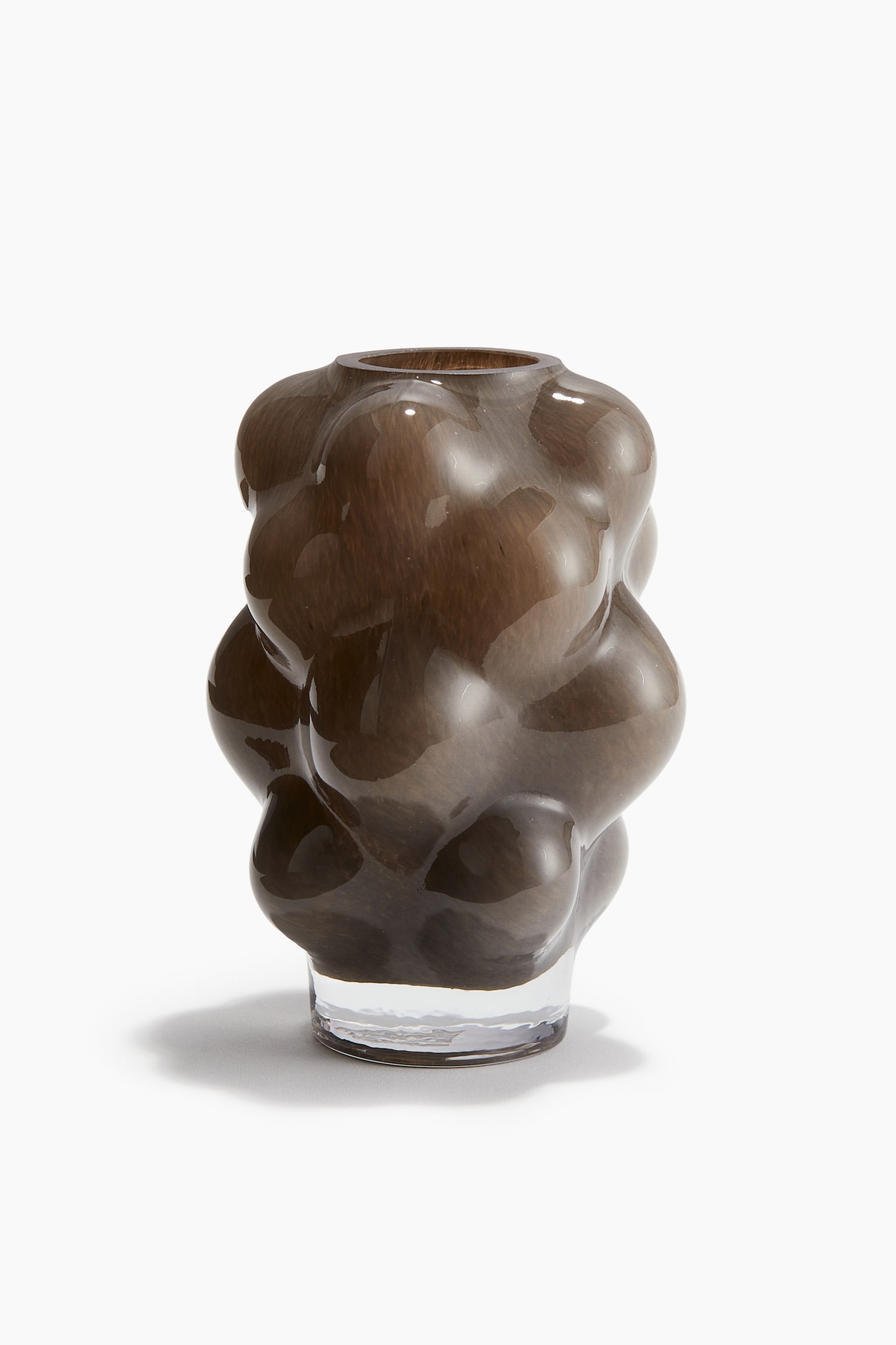 Bubbled glass vase - Brown - 1