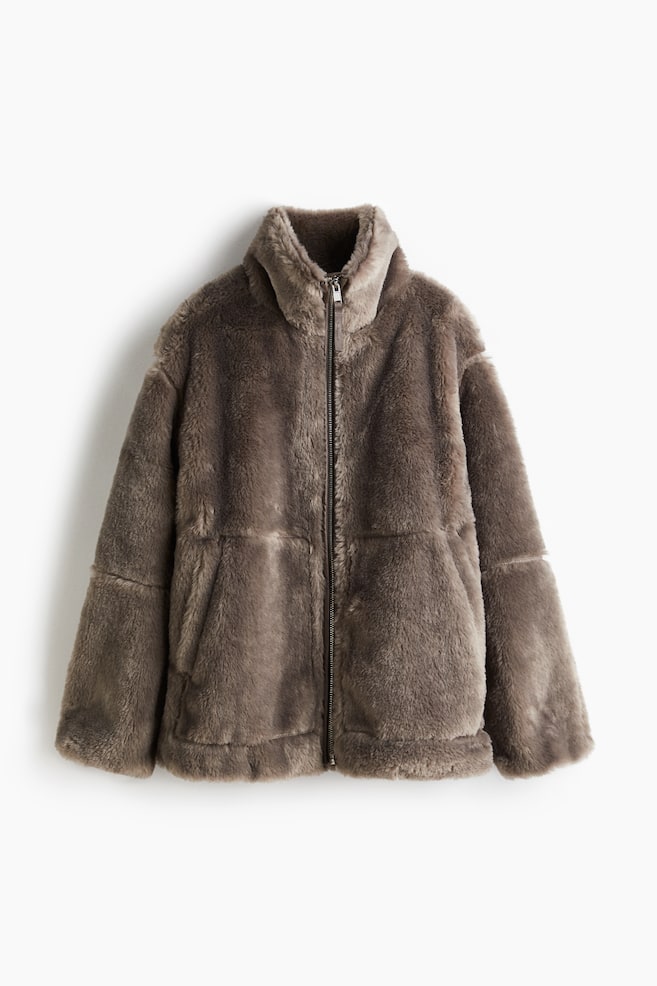 Oversized jacket - Dark beige/Dark brown/Beige - 1