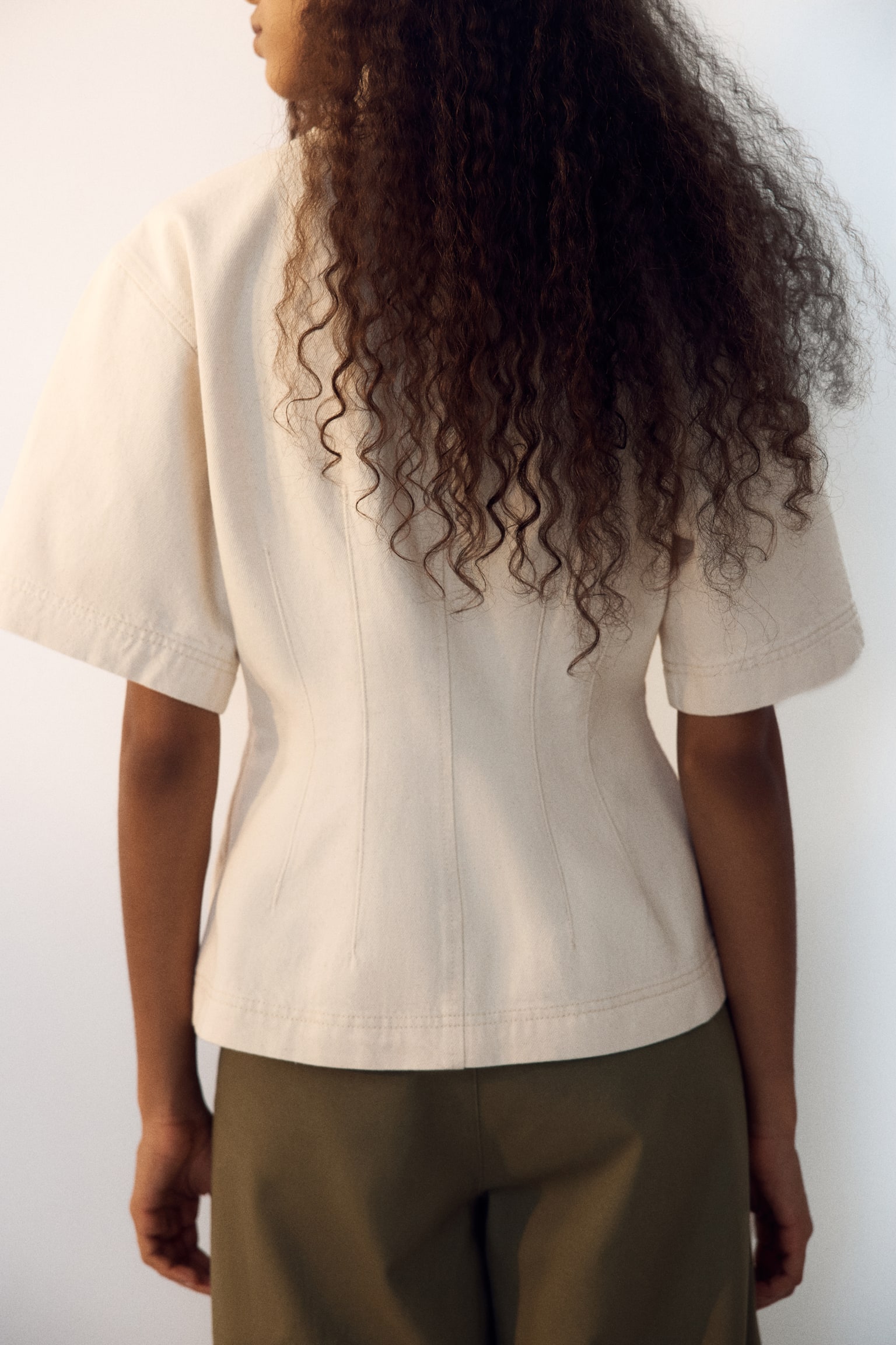 Waisted denim shirt - Light beige/Dark denim blue/Denim blue - 6