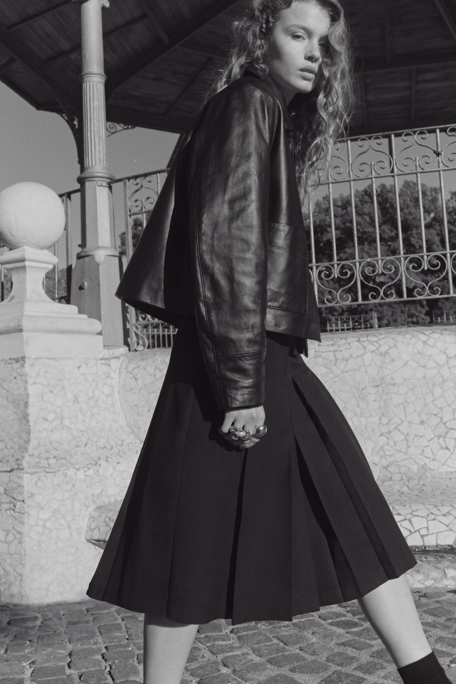 Pleated skirt - Navy blue - 1