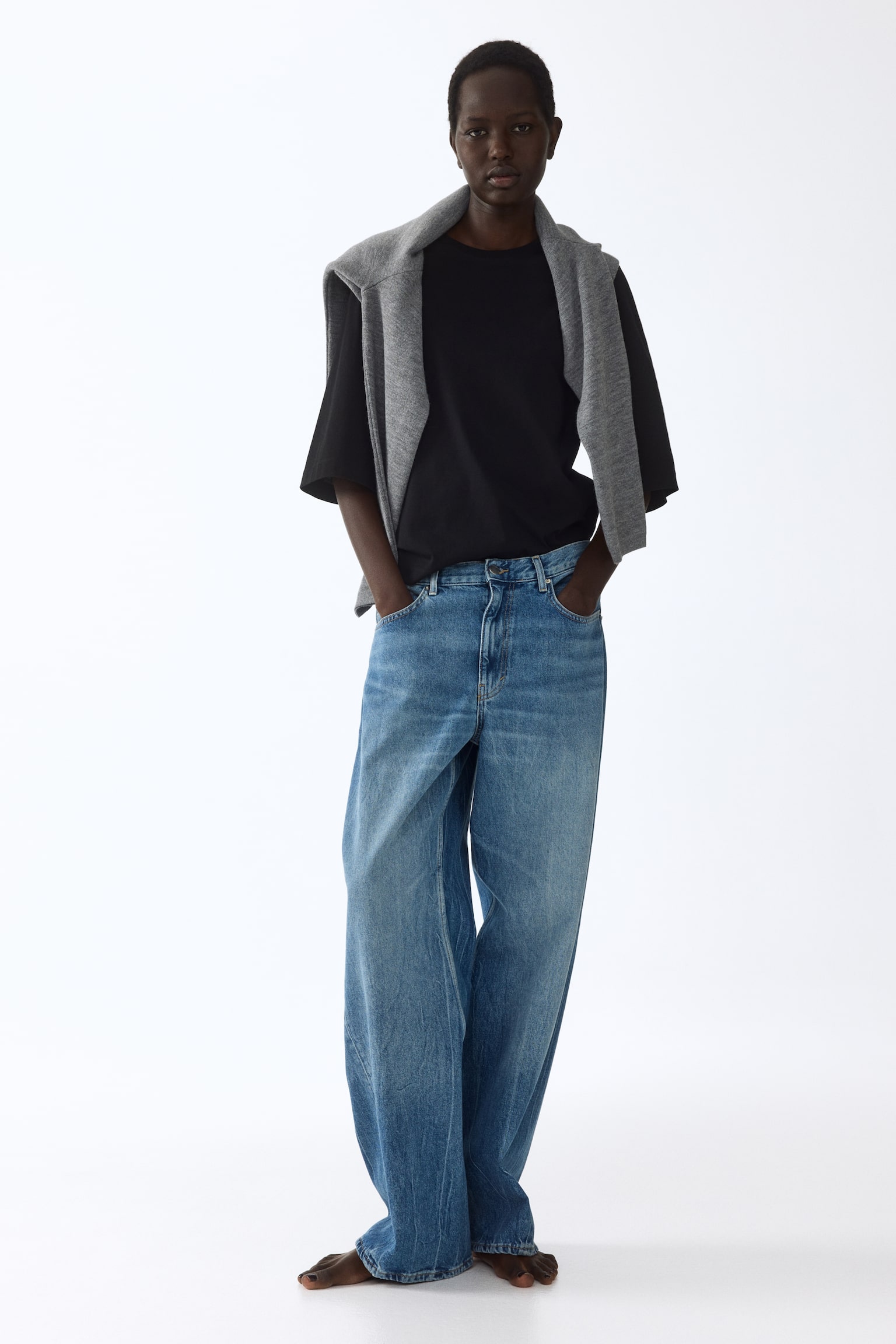 Женская футболка H&M Loose-Fit Cotton, цвет: Чёрный — фото 2