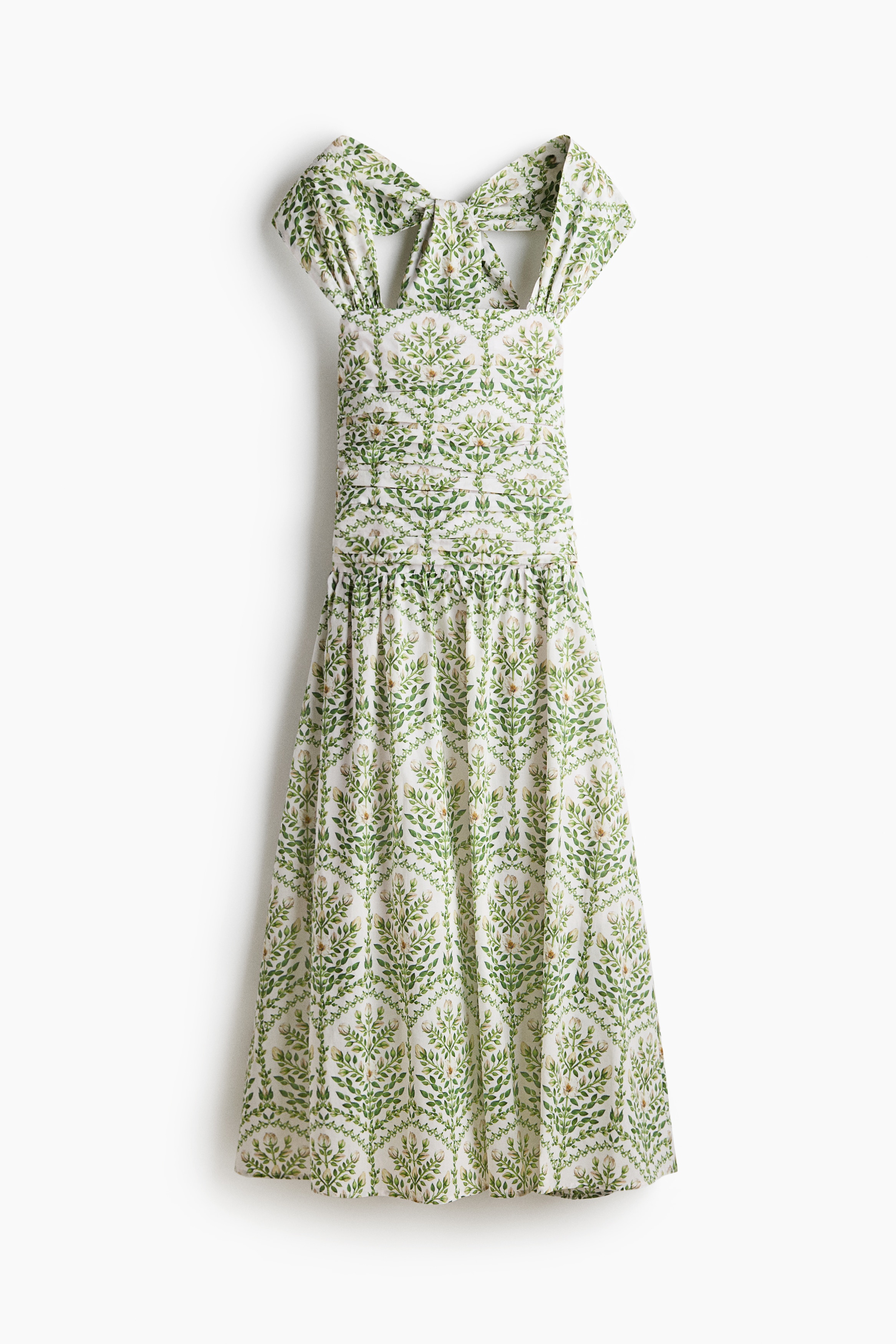 Poplin Halterneck Dress - White/floral