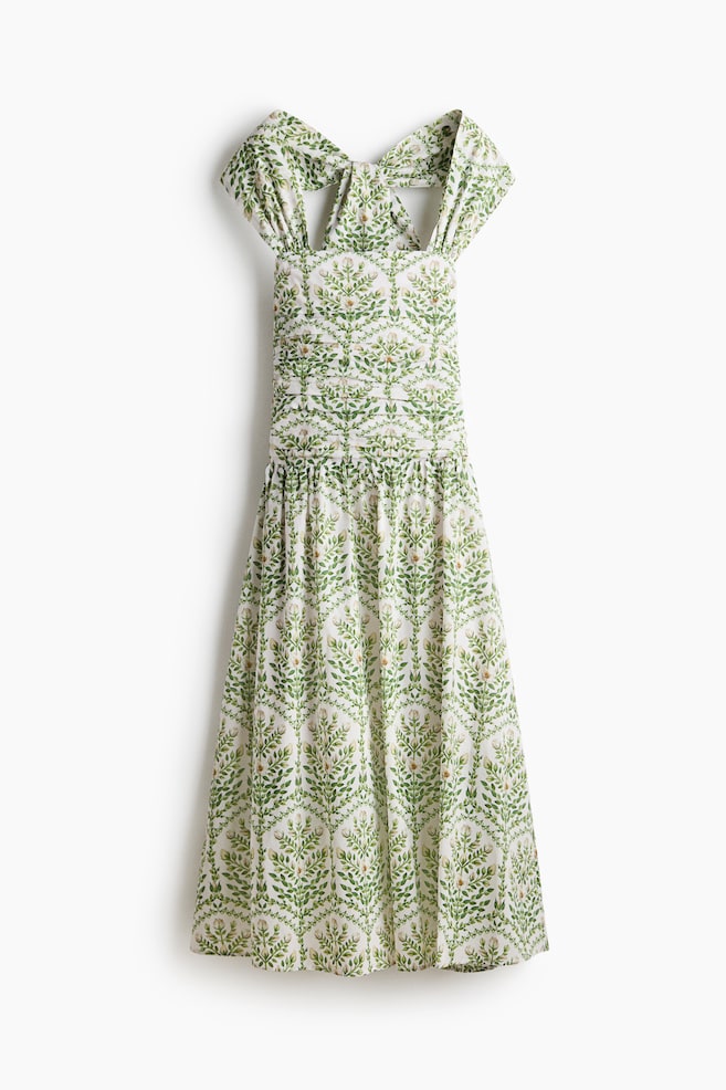 Neckholder-Kleid aus Popeline - Weiß/Geblümt - 1