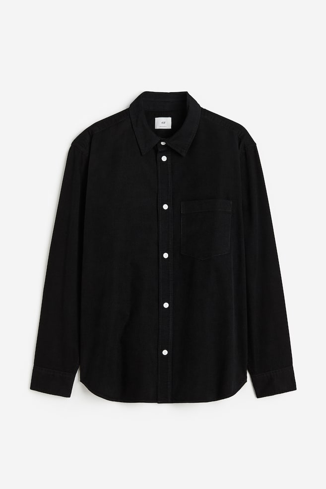 Regular Fit Corduroy shirt - Black/Brown/Turquoise - 2