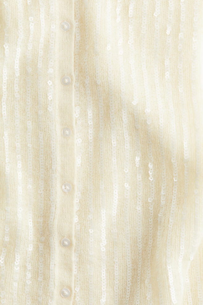 Cárdigan en mezcla de mohair con lentejuelas-Crema - 2