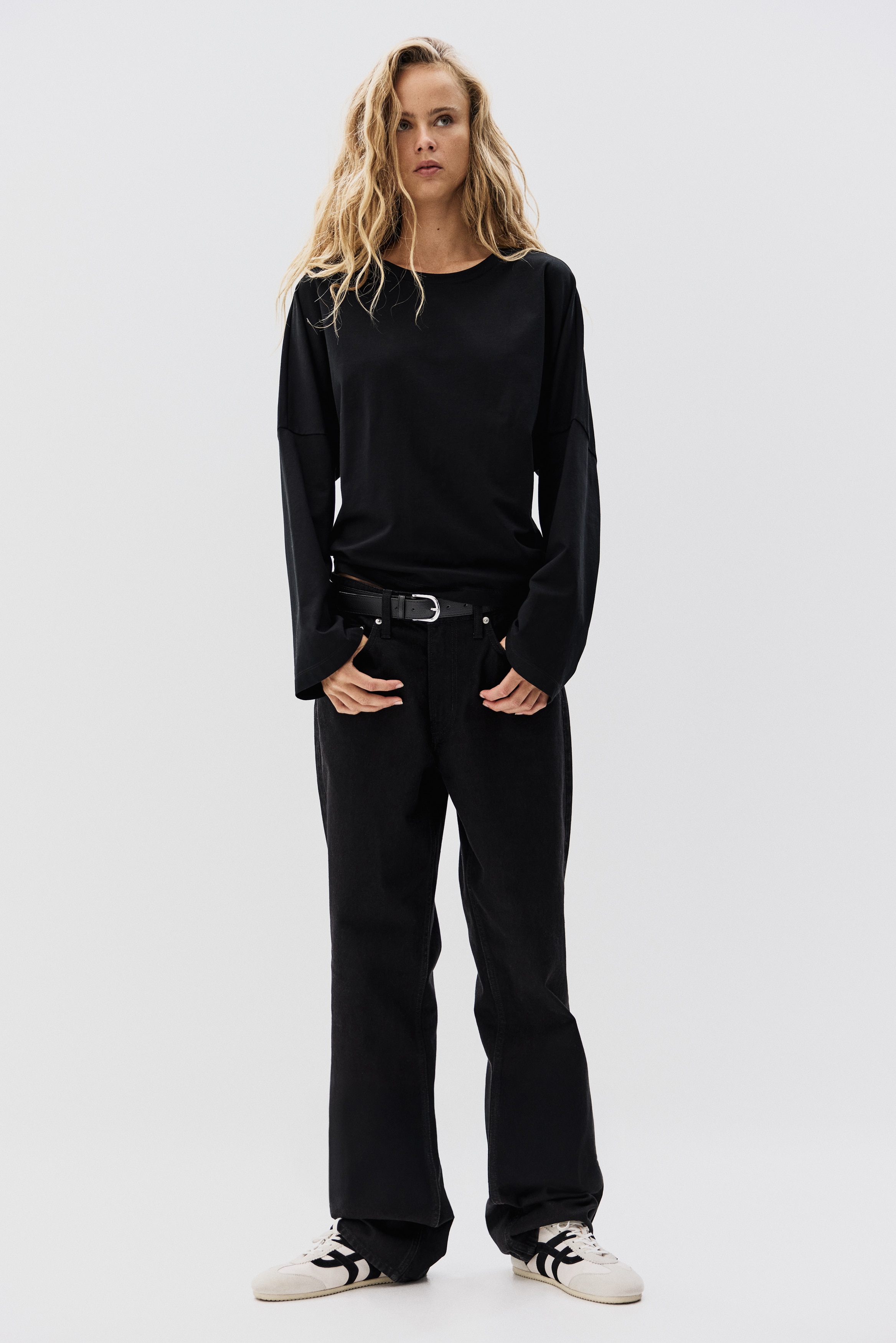 H & M - 長袖コットントップス - ブラック H & M - 長袖コットントップス - ブラック