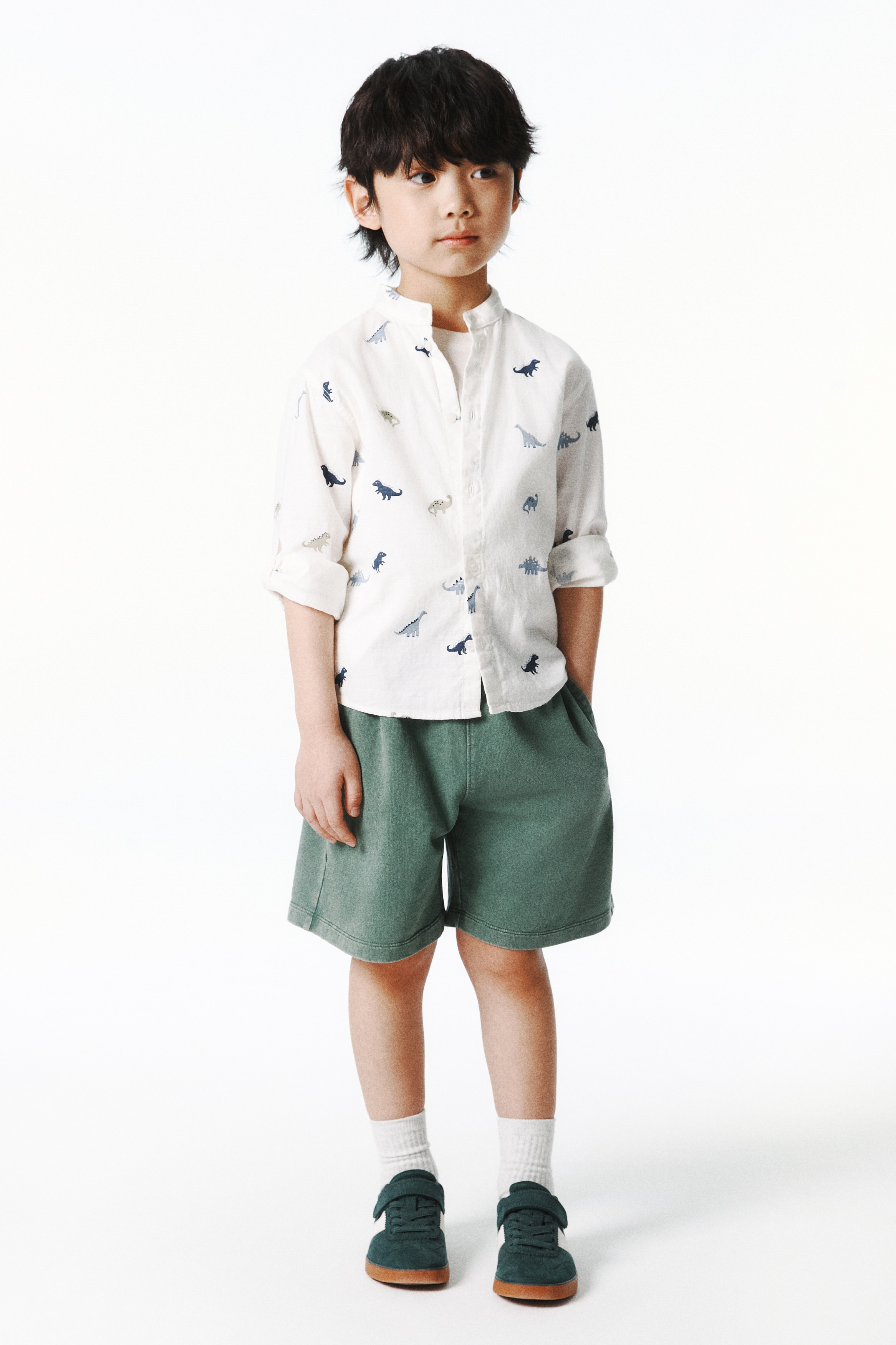 コットンスウェットショートパンツ - ダークグリーン - Kids | H&M JP