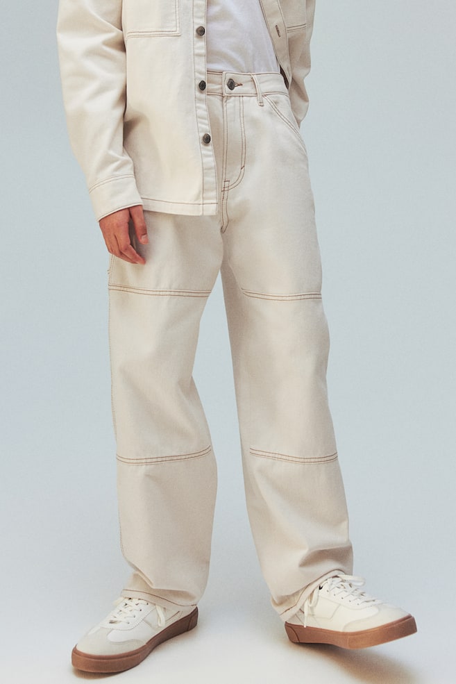 Baggy Fit Carpenter Jeans - Luonnonvalkoinen/Musta/Valkoinen/Vaalea deniminsininen - 3