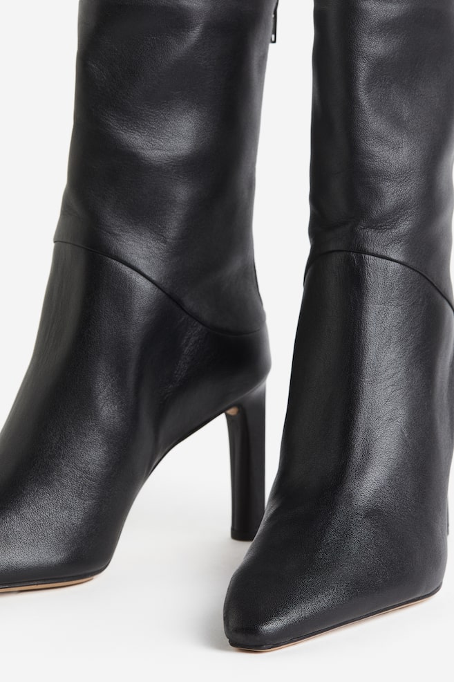 Heeled leather boots - Black - 4