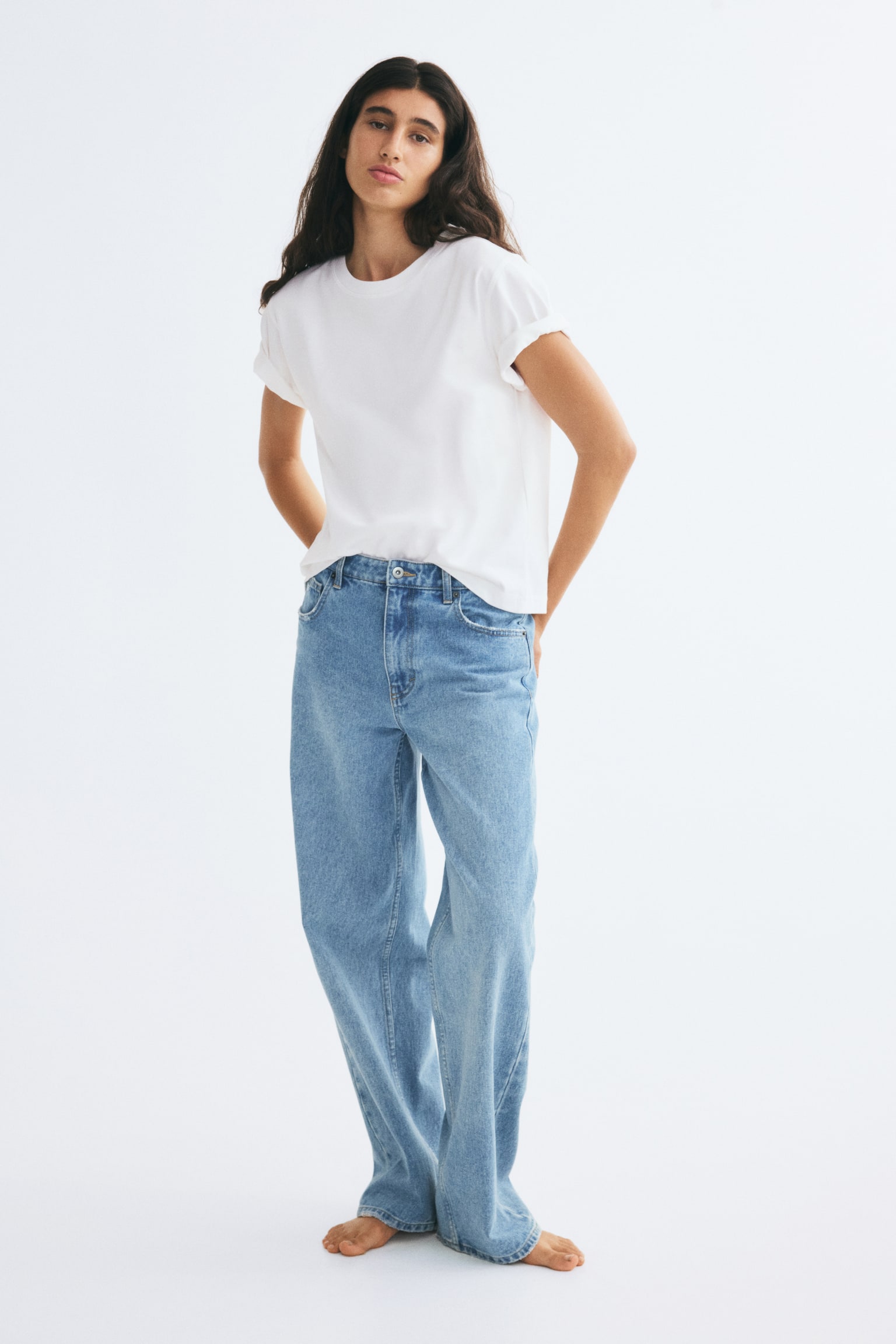 Oversized cotton T-shirt - White/Light beige/Black/Olive green/Light pink - 1