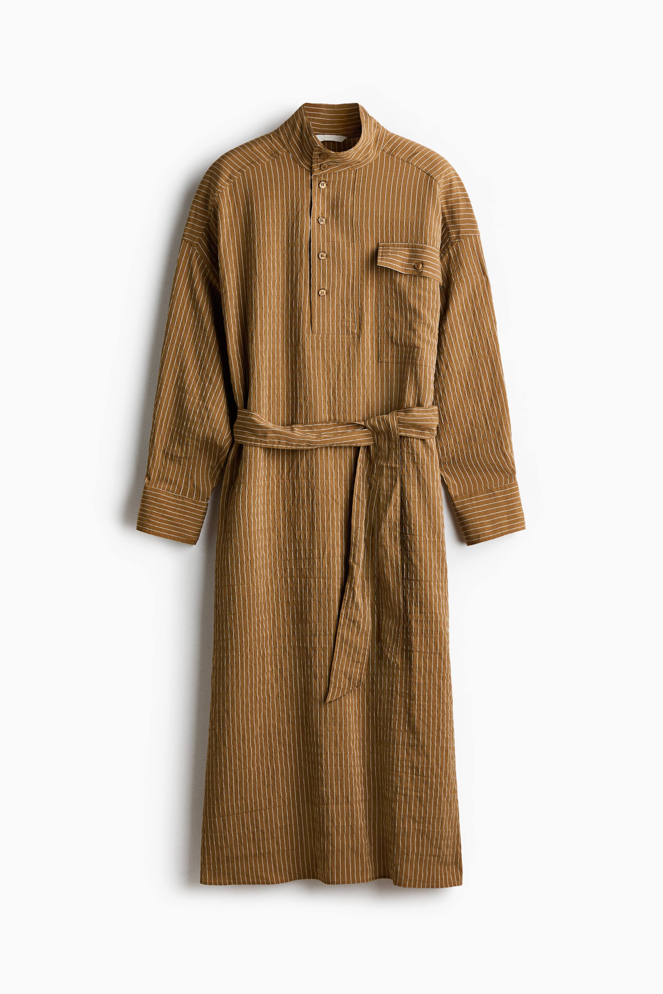 View larger image: Oversized tie-belt dress - Olive green/Striped - Ladies | H&M IN 1