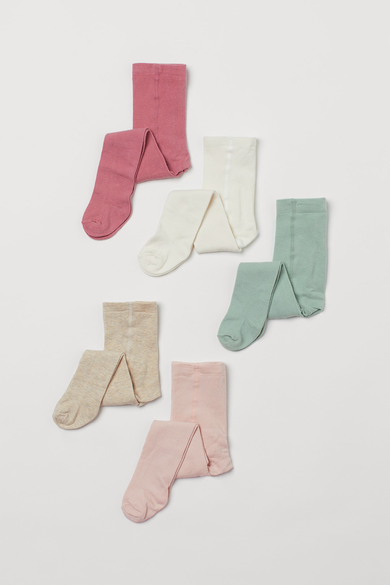 5-pack Fine-knit Tights - Regular waist - Long - Pink/mint green - Kids ...