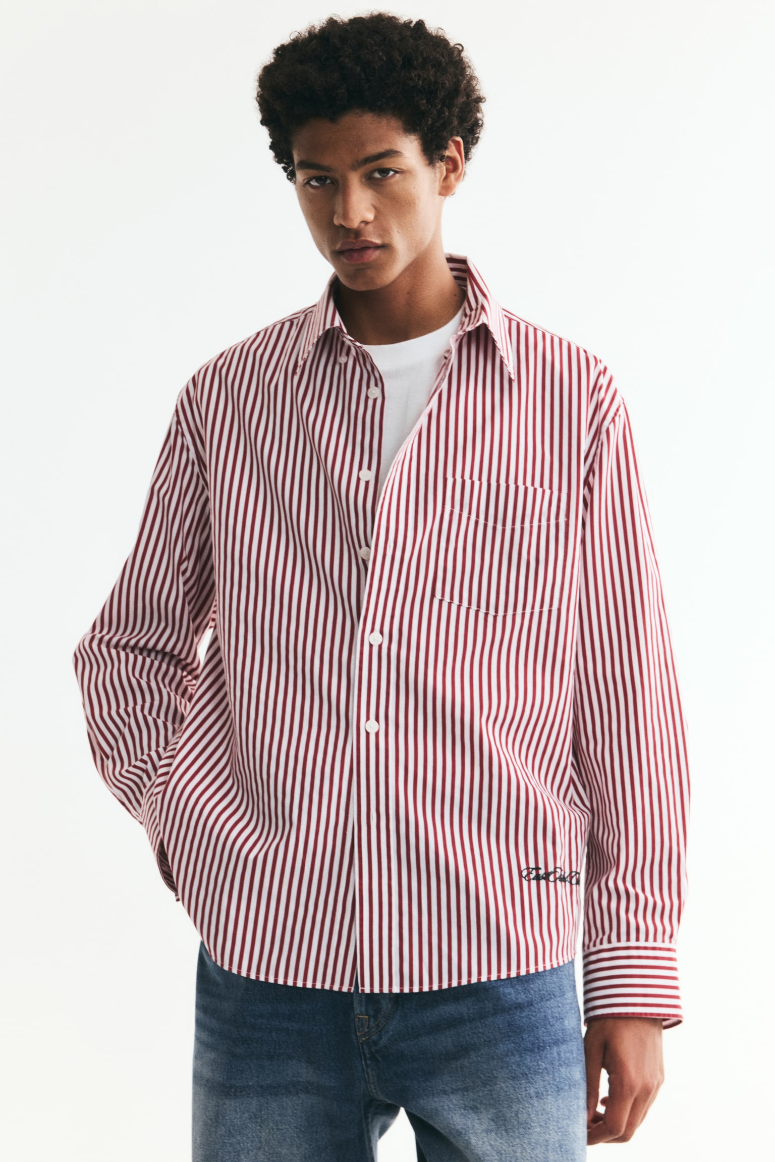 Relaxed Fit Shirt - Dark red/Striped - 1