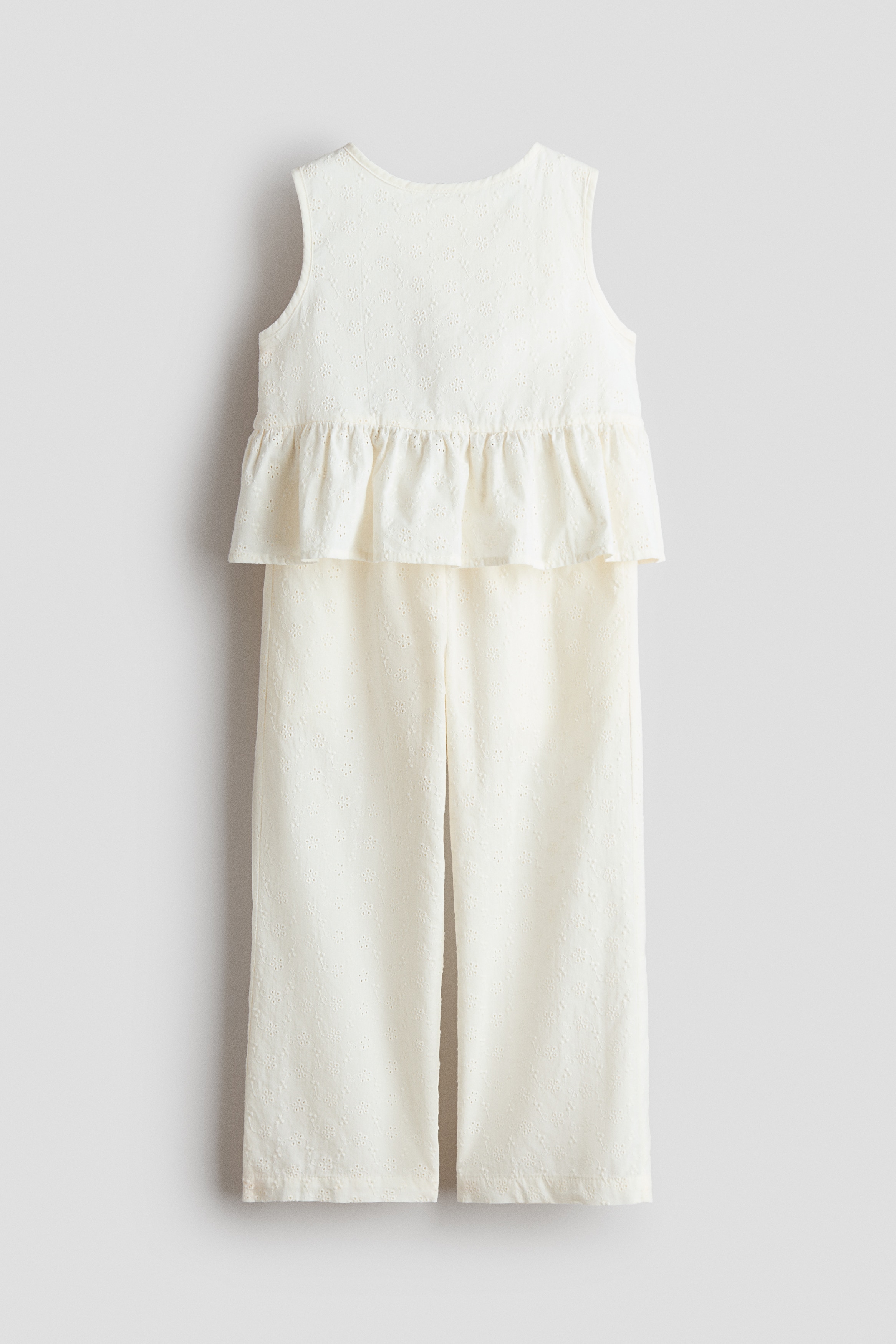 Conjunto de 2 piezas con diseño bordado - Blanco/Blanco/Cuadros azules