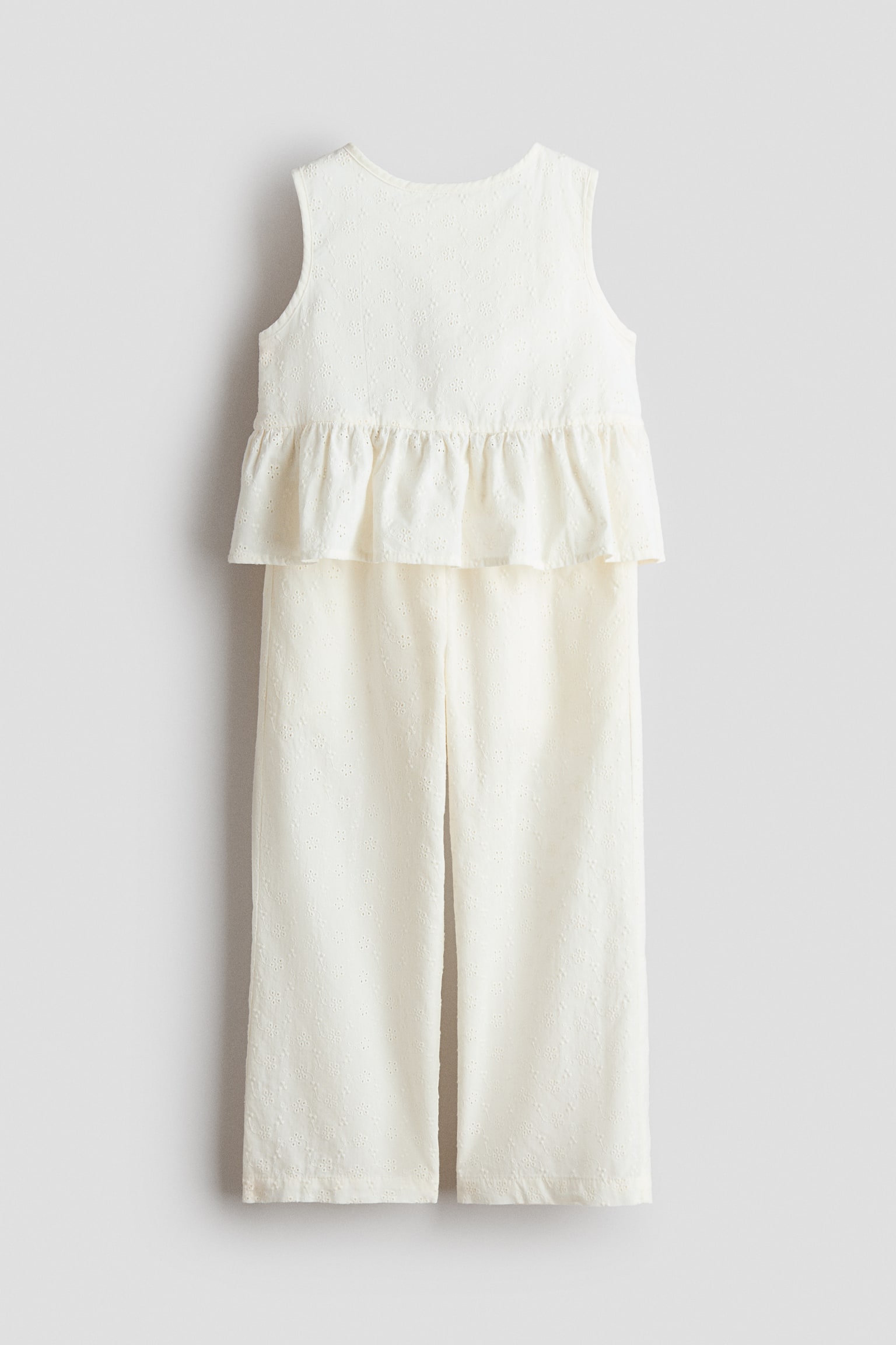2-piece embroidered set - White/White/Blue checked - 1
