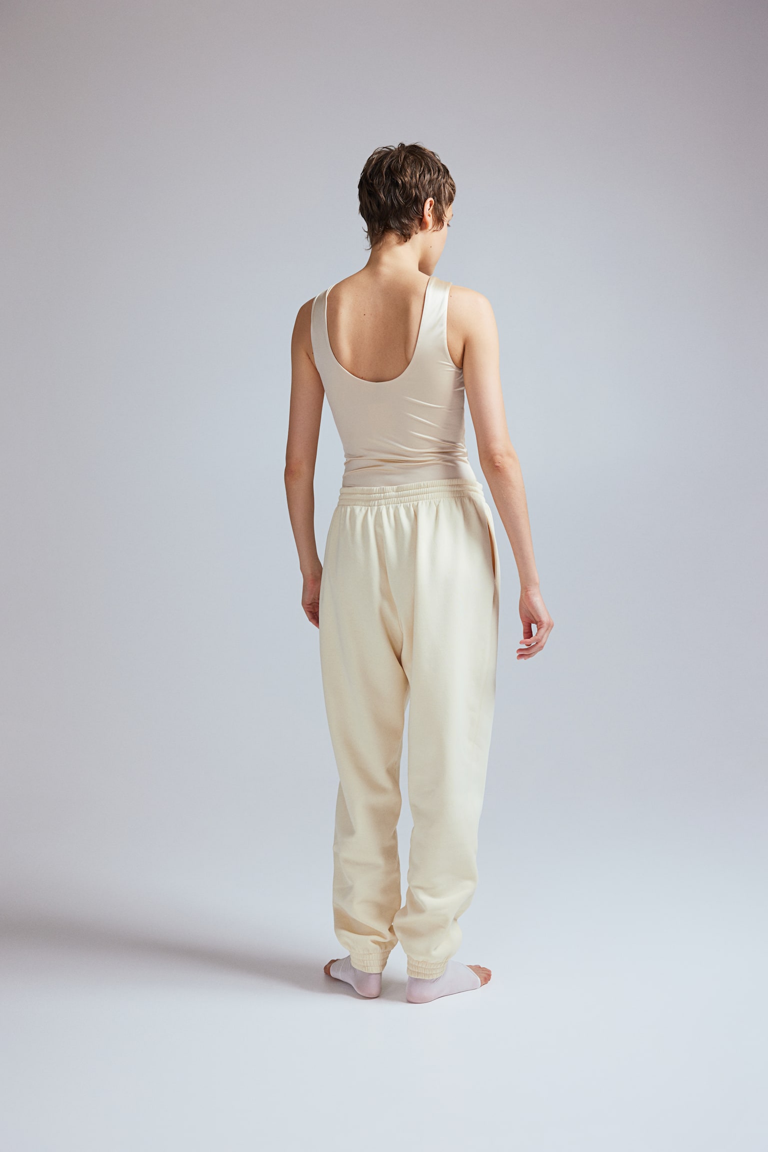 High Waist Track Pants - Light yellow/Light grey marle/Black/Light purple/Light beige marle/Dark grey/Navy blue/Light beige/Dark grey/Dusty pink marle/White - 4