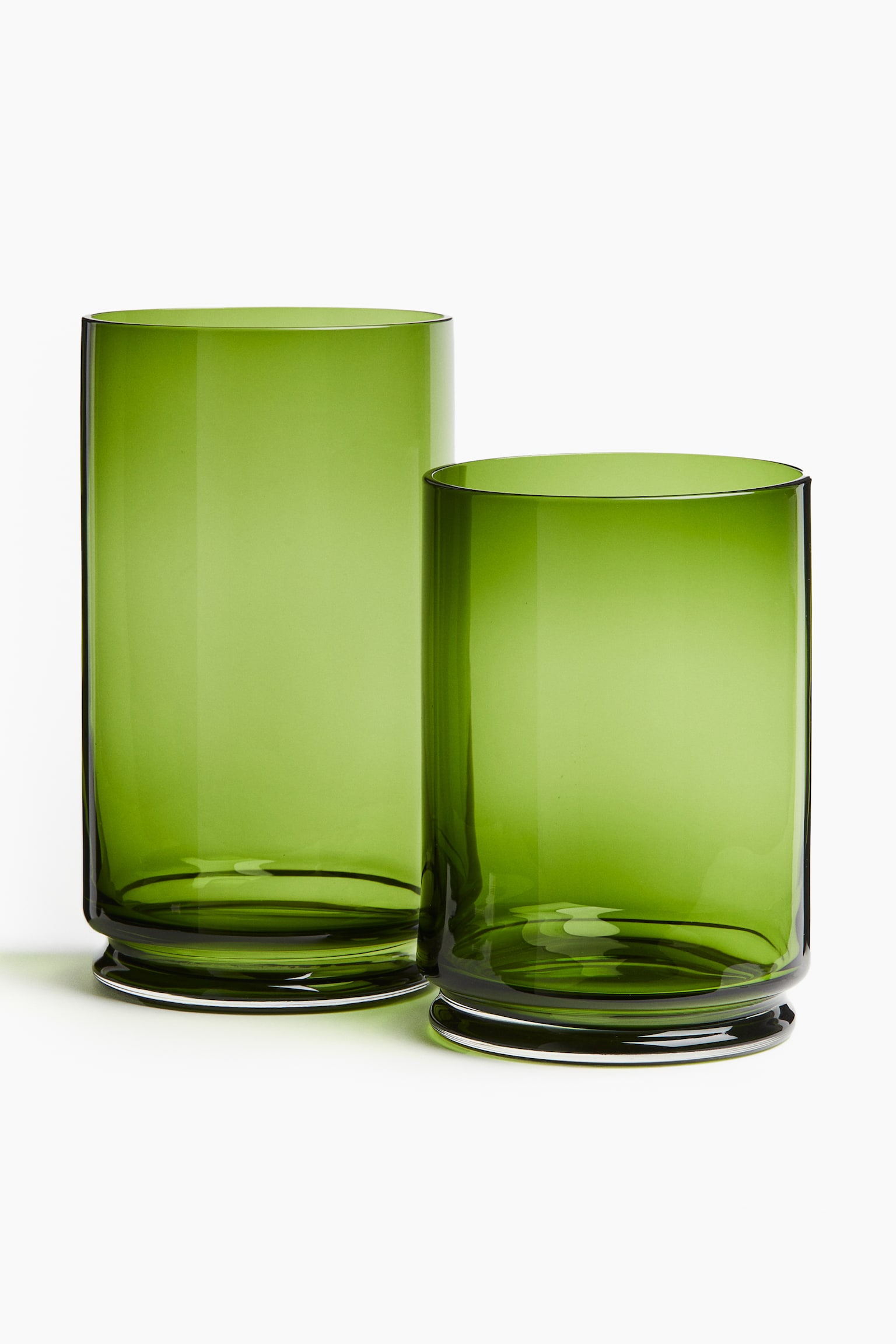 Large glass candle lantern - Green/Clear glass - 3