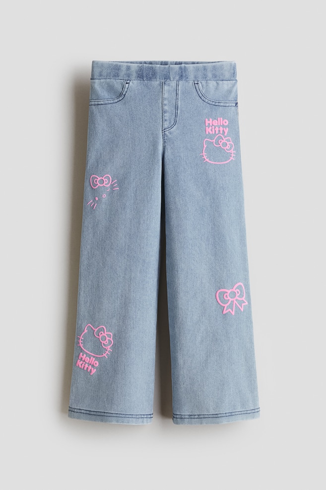 Denim-Look Wide-Leg Jeggings - Light denim blue/Hello Kitty - 1