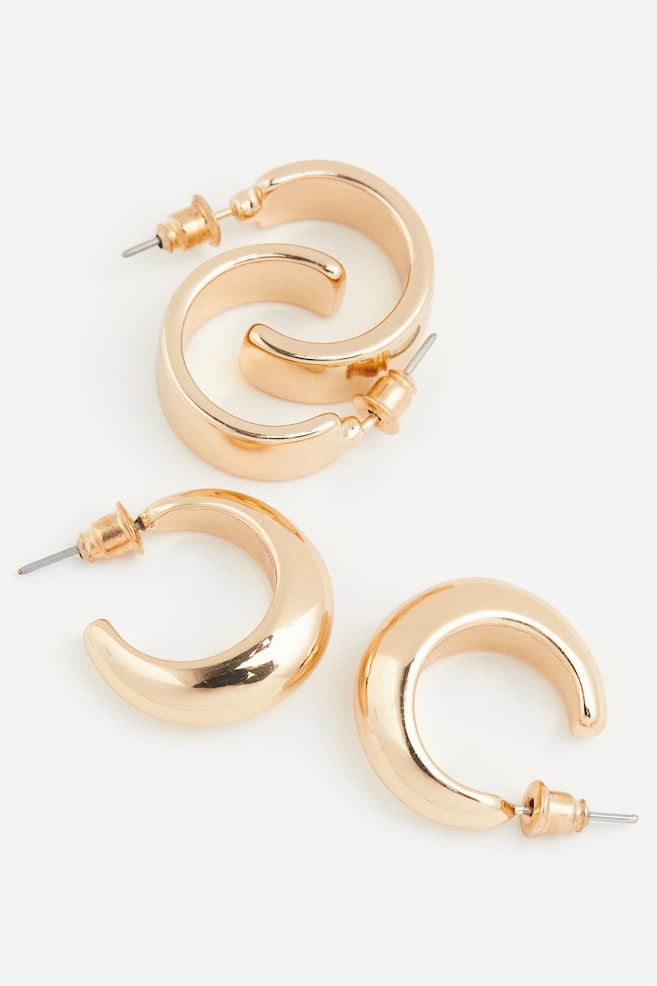 2 pairs hoop earrings - Gold-coloured - 3