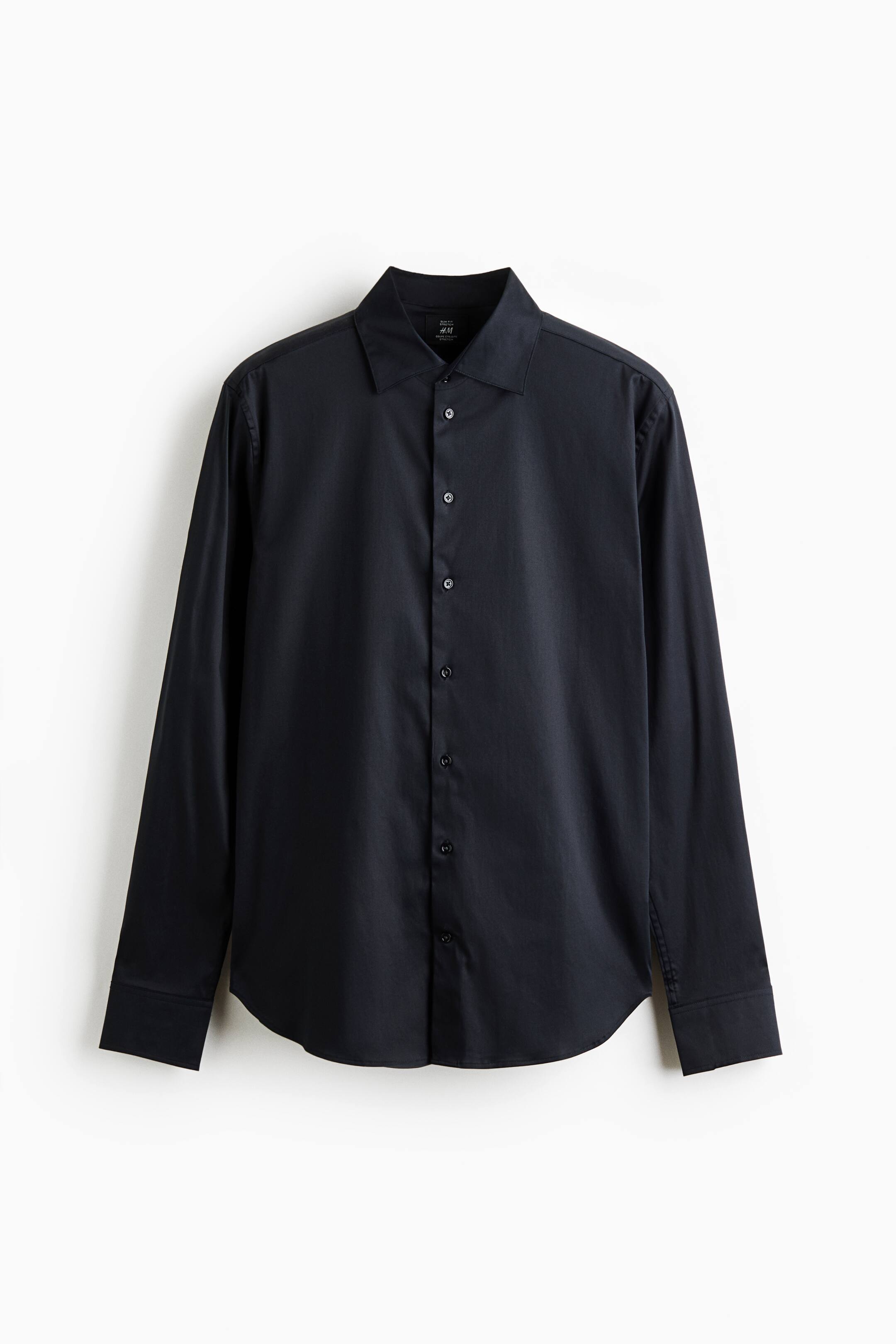 View larger image: Slim Fit Pima cotton shirt - Black - Men | H&M 1