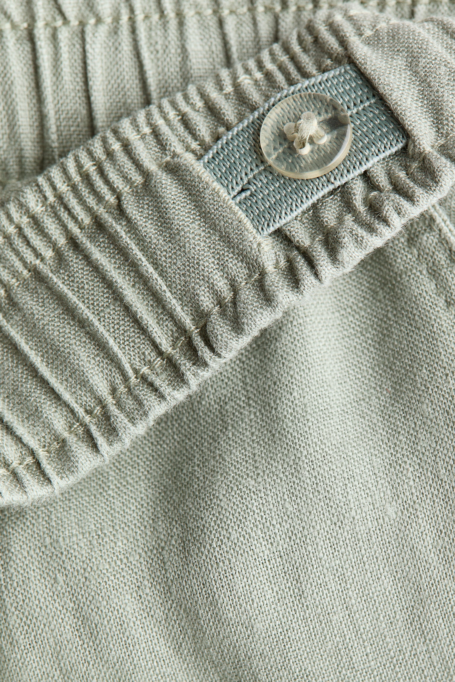 Leinenshorts - Helles Khakigrün/Marineblau - 3