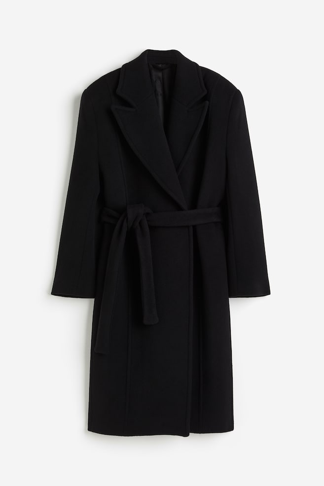 Wool-blend tie-belt coat - Midnight black - 2