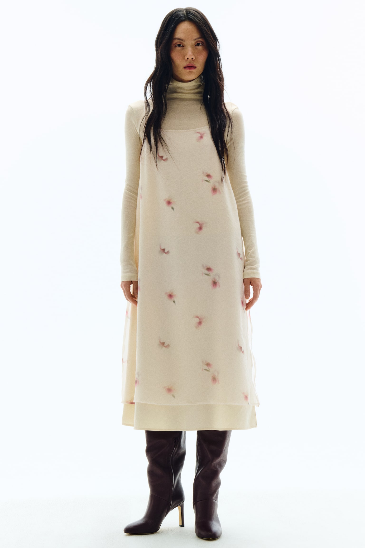 Layered strappy dress - Cream/Floral - 2