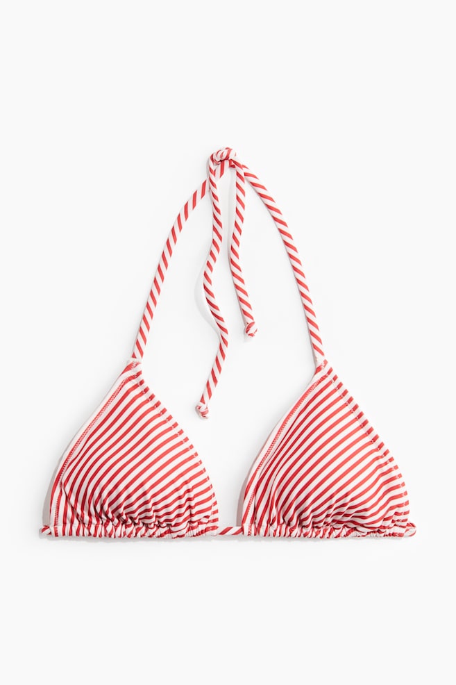 Padded triangle bikini top - White/Red striped/White/Palm trees/White/Blue striped/Light yellow - 1
