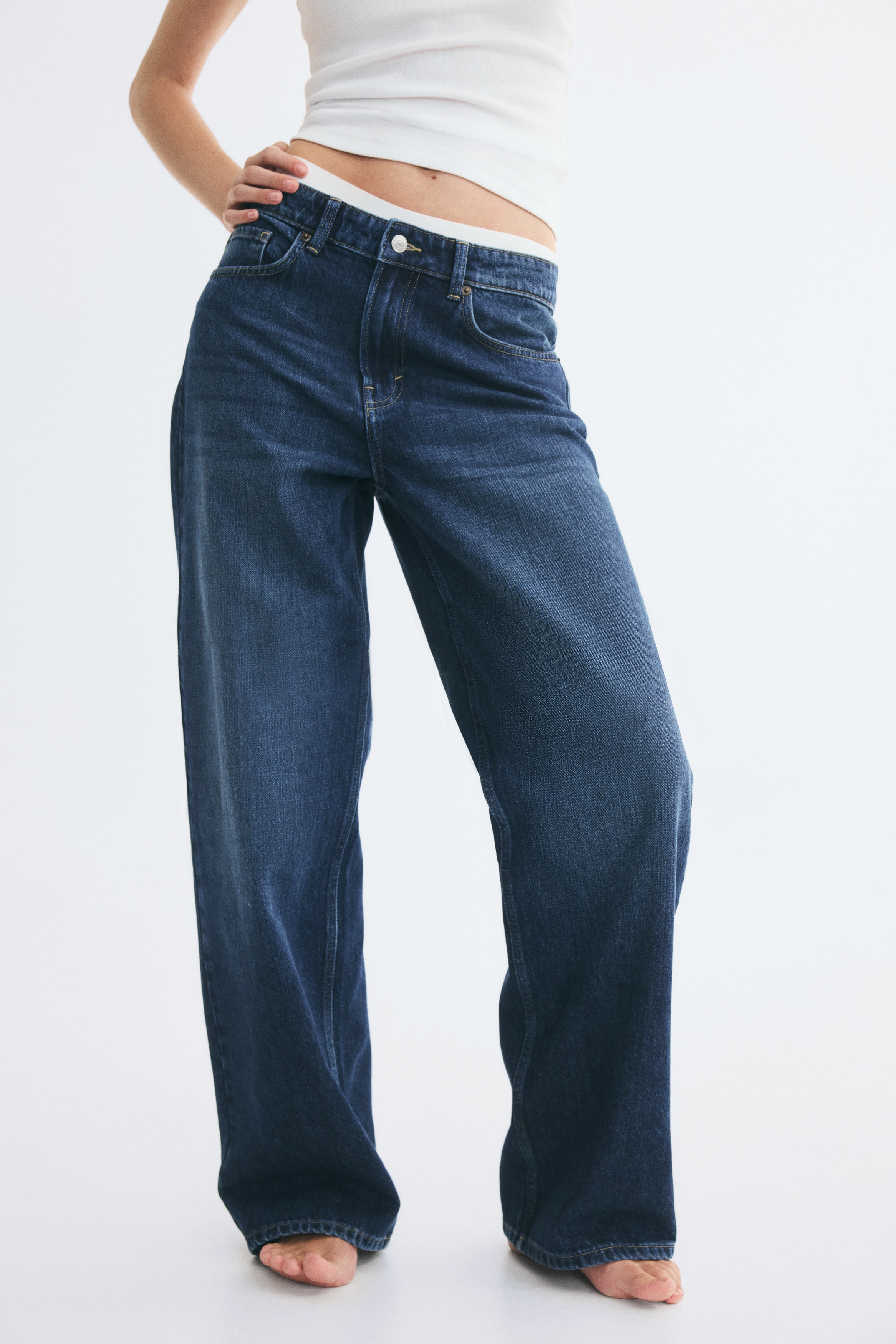 Wide Regular Waist Jeans - Dark denim blue/Denim black/Light denim blue