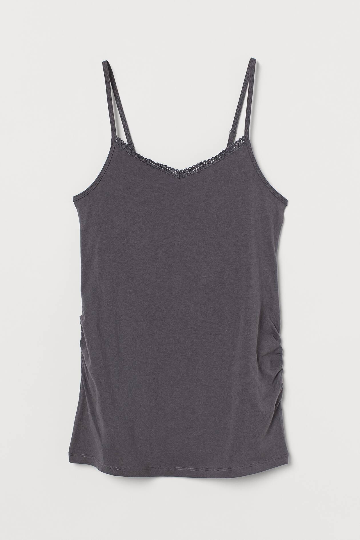 MAMA Cotton Camisole Top - Sleeveless - Dark gray - Ladies | H&M US