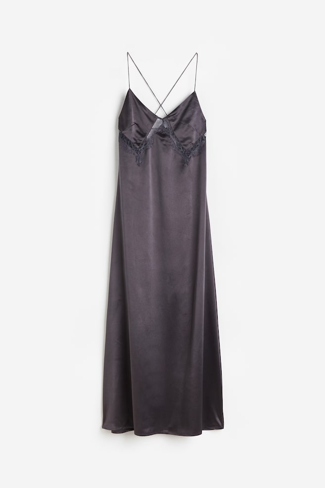 Lace-detail satin slip dress - Dark grey - 2