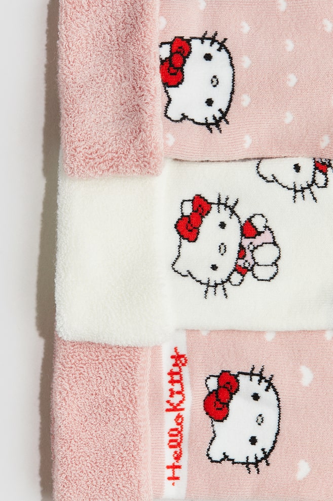 Set de 3 perechi de șosete flaușate-Roz-prăfuit/Hello Kitty - 4