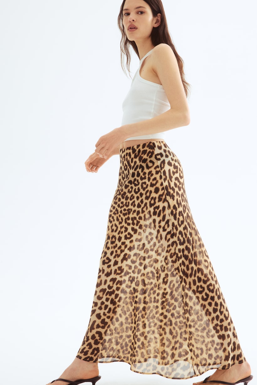 maxi skirt leopard print 3/4 skirt