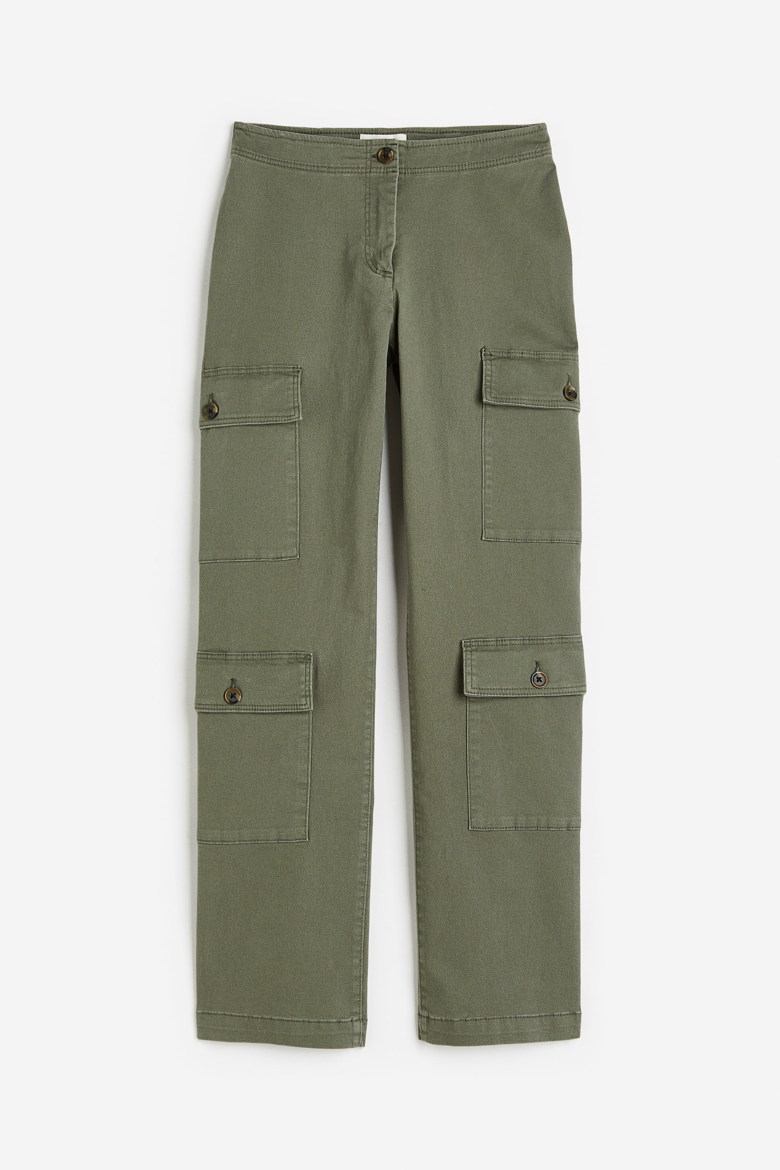 Cotton twill cargo trousers - Khaki green/Light beige/Black - 1
