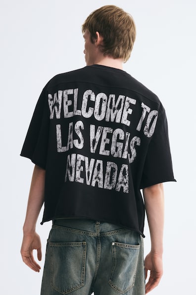 オーバーサイズフィット プリントコットンTシャツ