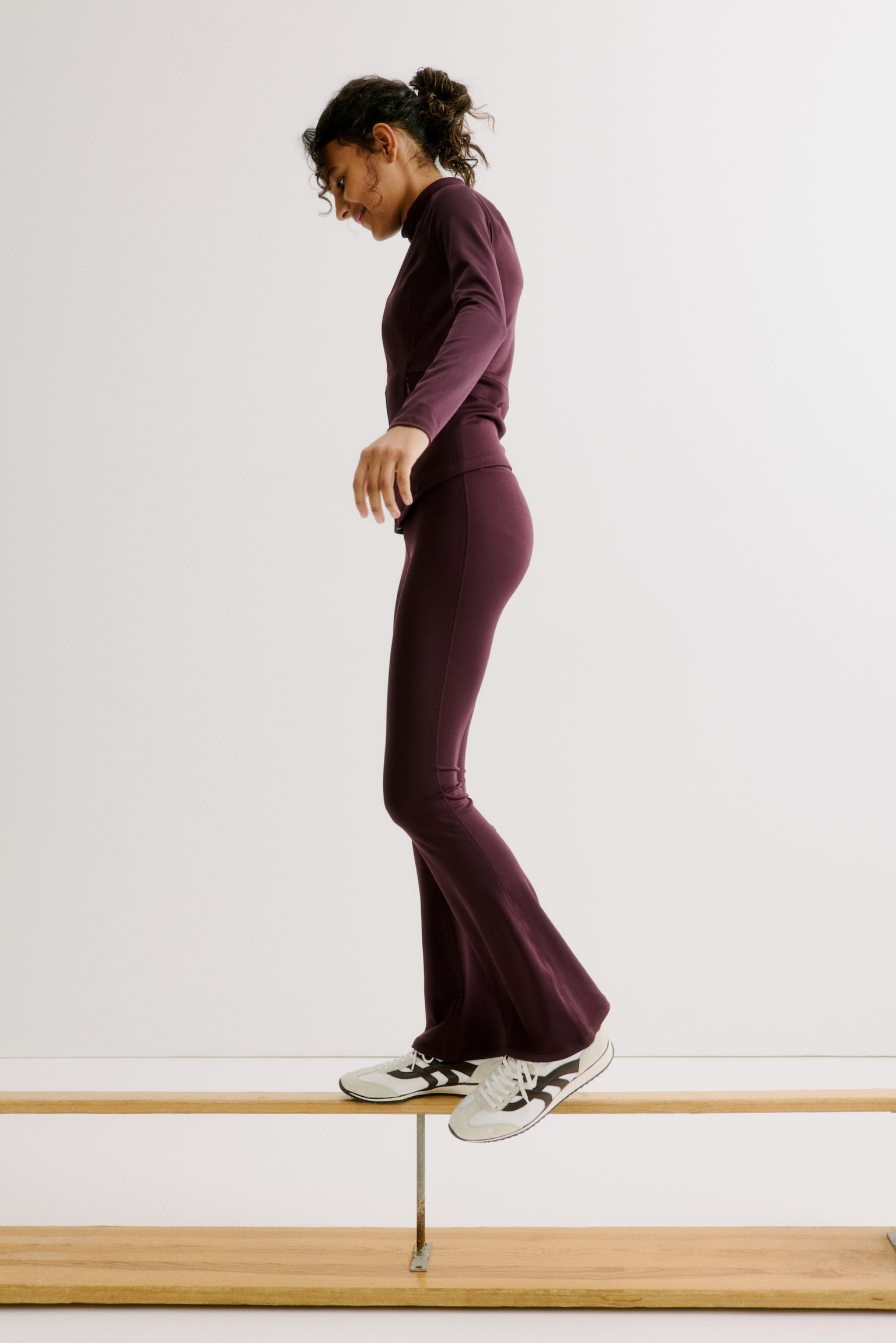 Flared sports leggings with DryMove™ - Grape/Black/Forest green/Dark blue/Pink - 3