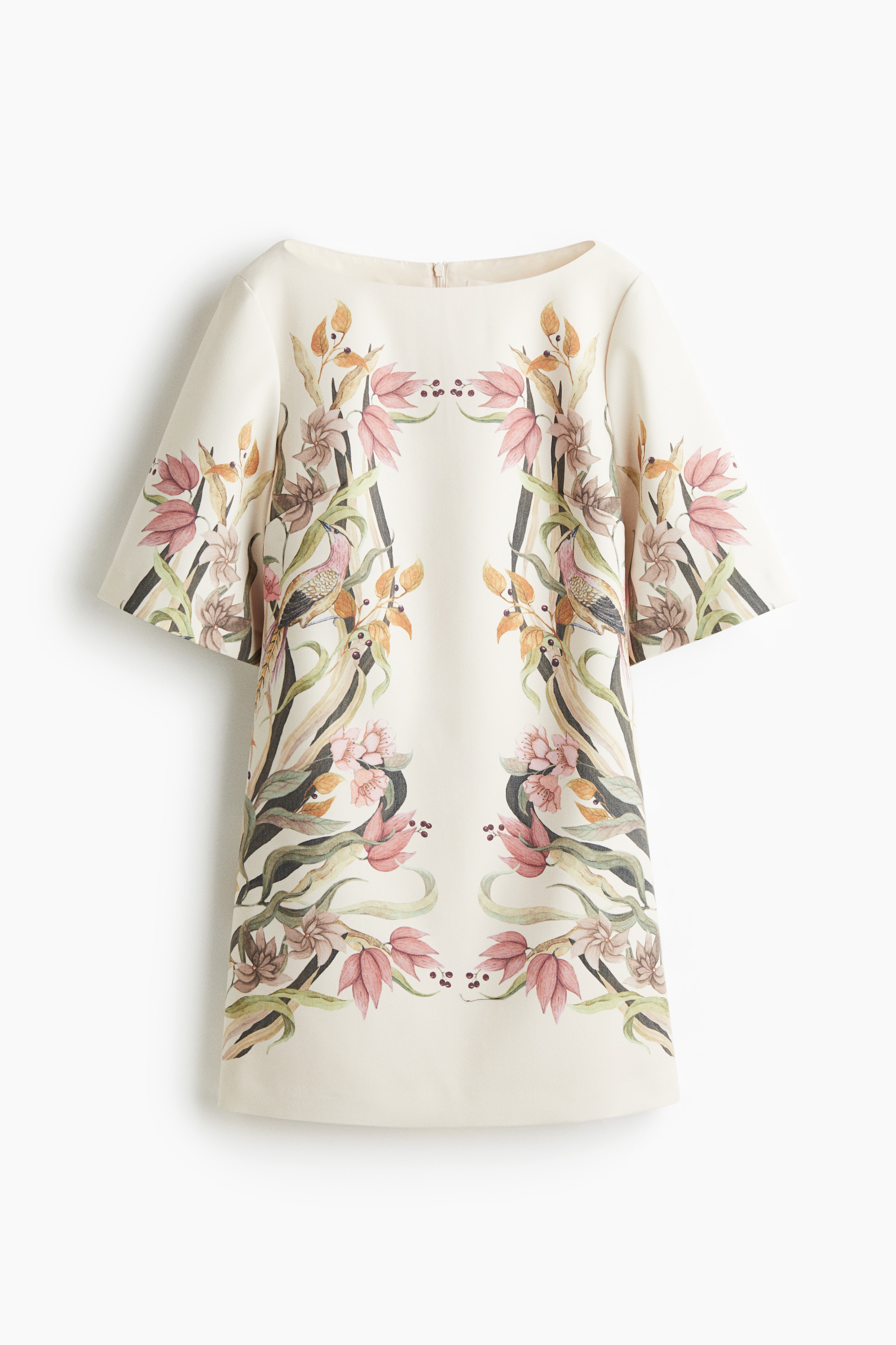 Baskılı Elbise - Krem/Çiçekli