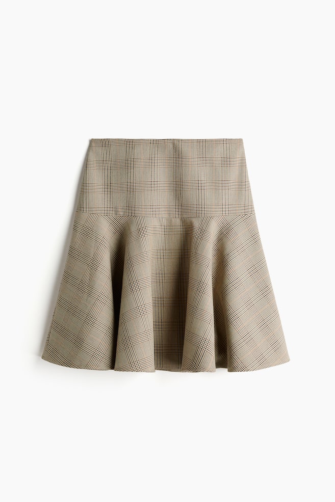 A-line skirt - Beige/Checked - 1