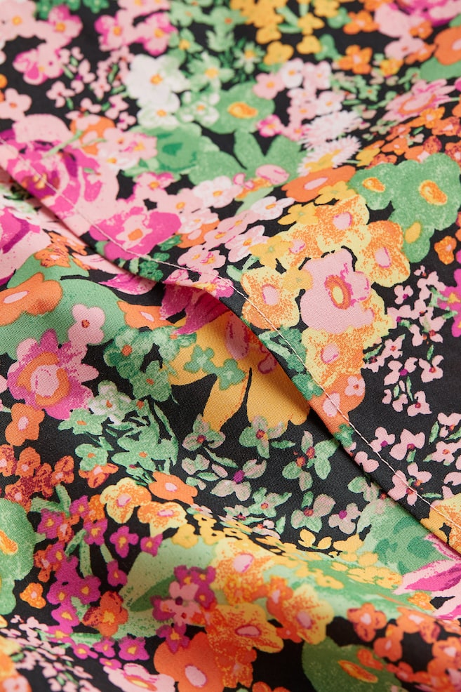 Mønstret slå om-nederdel i lyocellblanding - Sort/Blomstret - 7